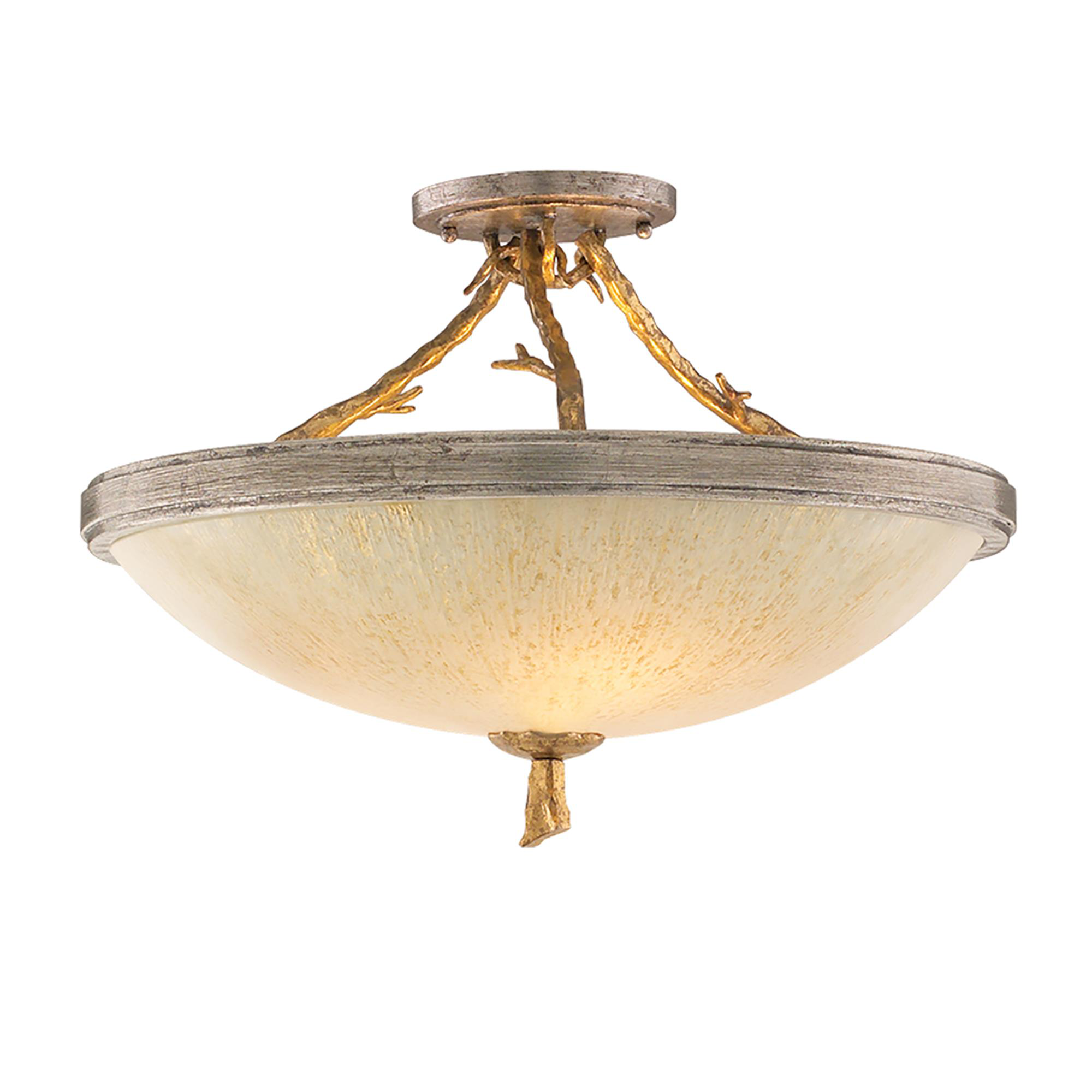 Shown in Gold and Silver Leaf finish and Golden Ice glass
