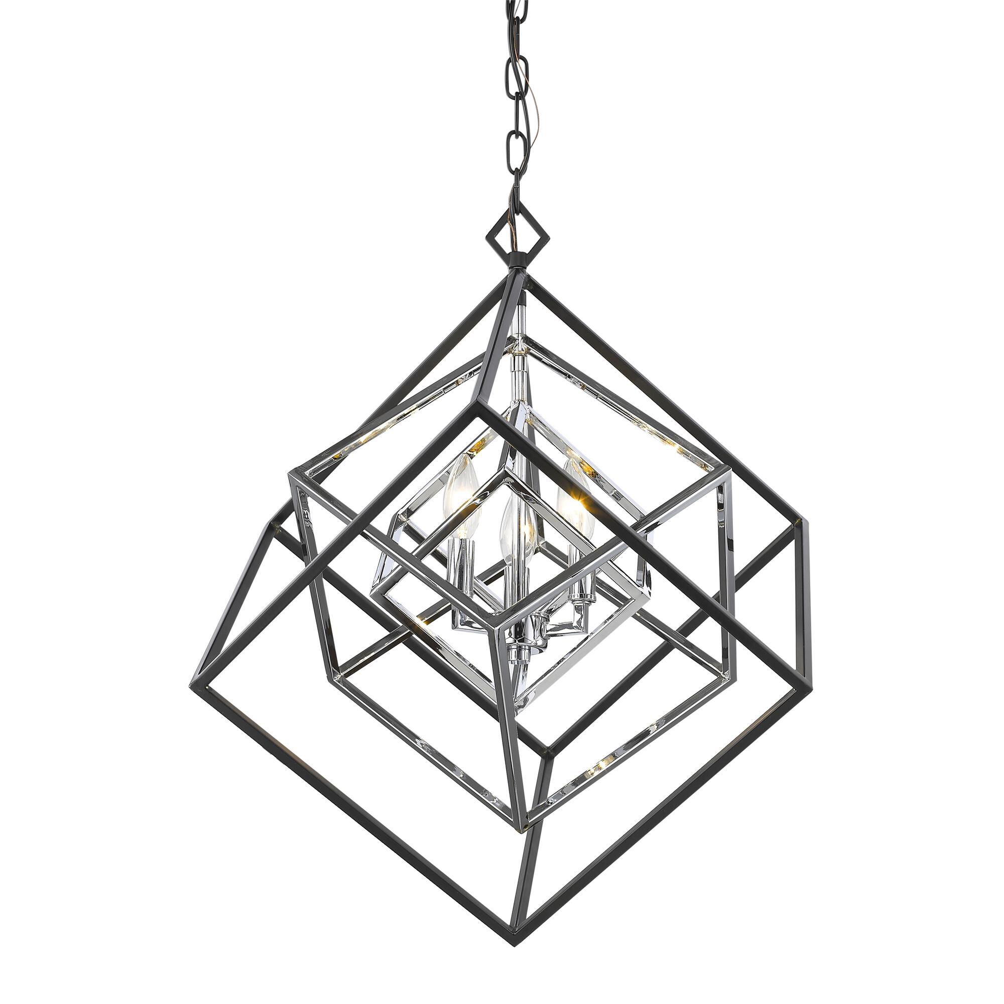 Shown in Chrome + Matte Black finish and --- glass and --- shade