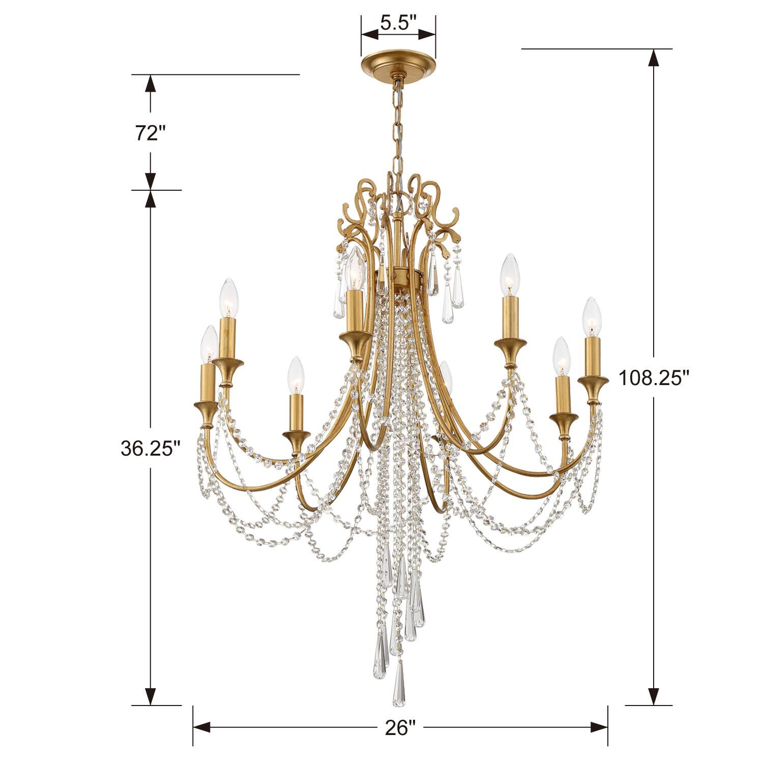 Arcadia 26 Inch 8 Light Chandelier by Crystorama