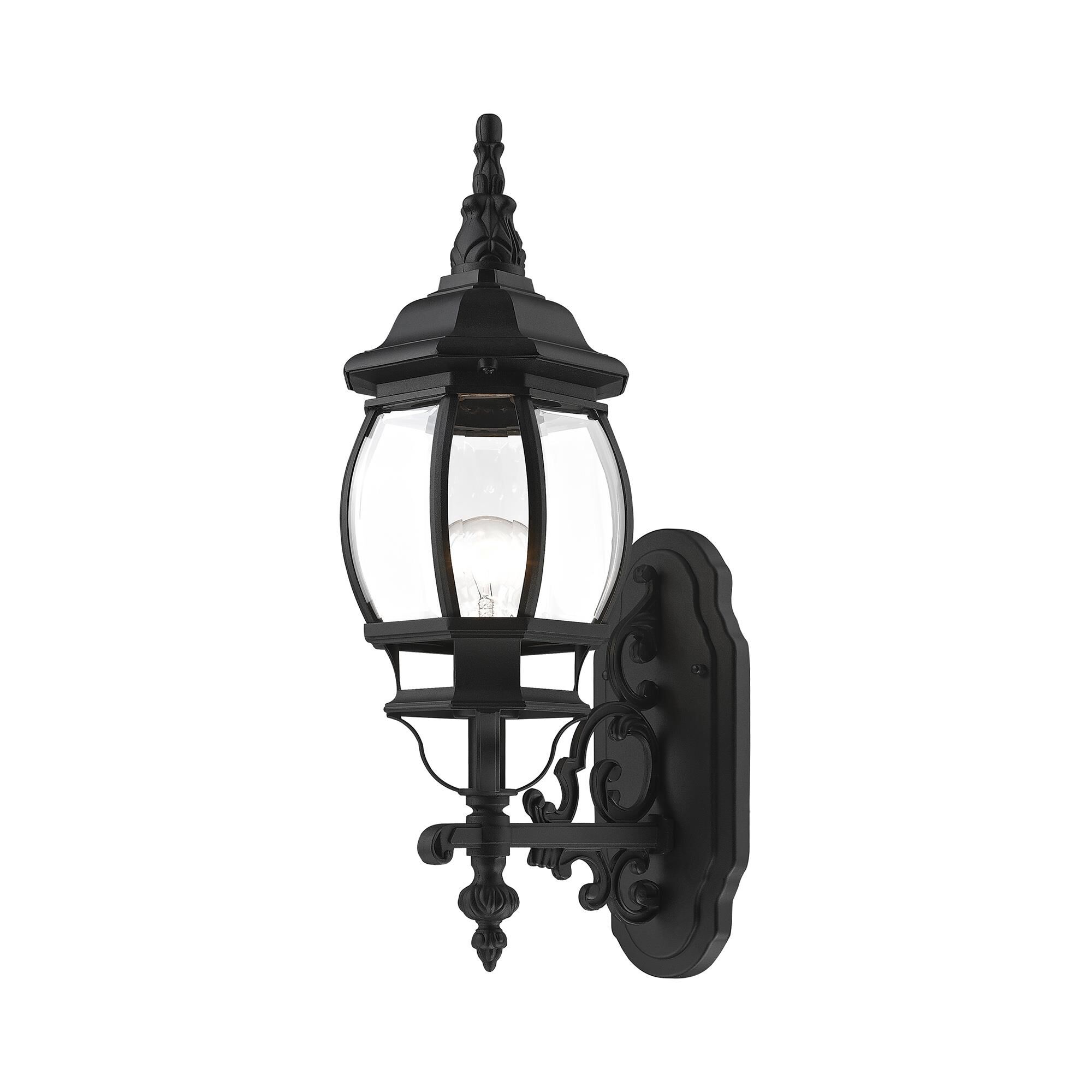 Shown in Textured Black finish and Clear Beveled glass and Clear Beveled Glass shade