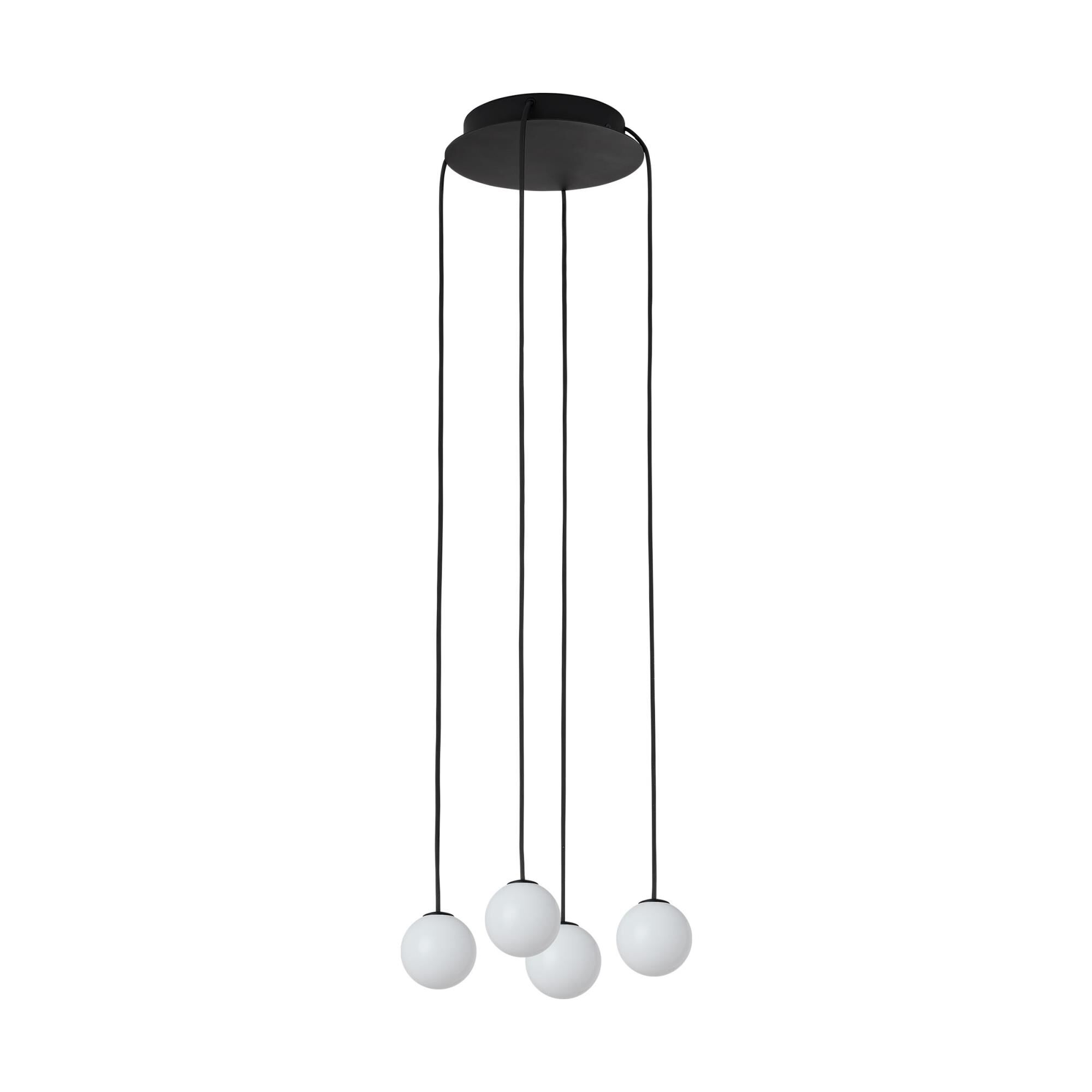 Shown in Nightshade Black finish and Milk glass