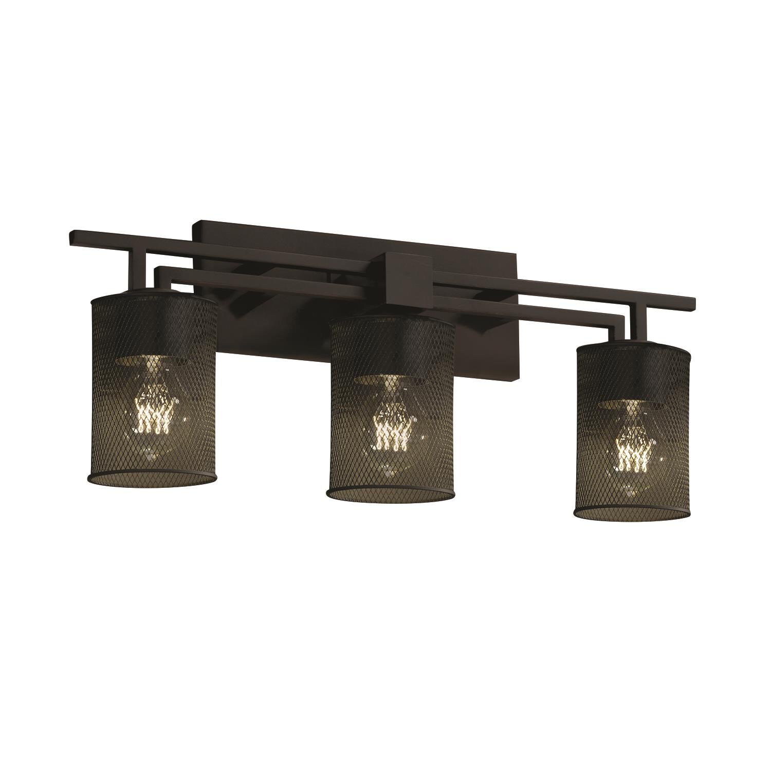 Shown in Matte Black finish and Wire Mesh shade and Cylinder with Flat Rim accent