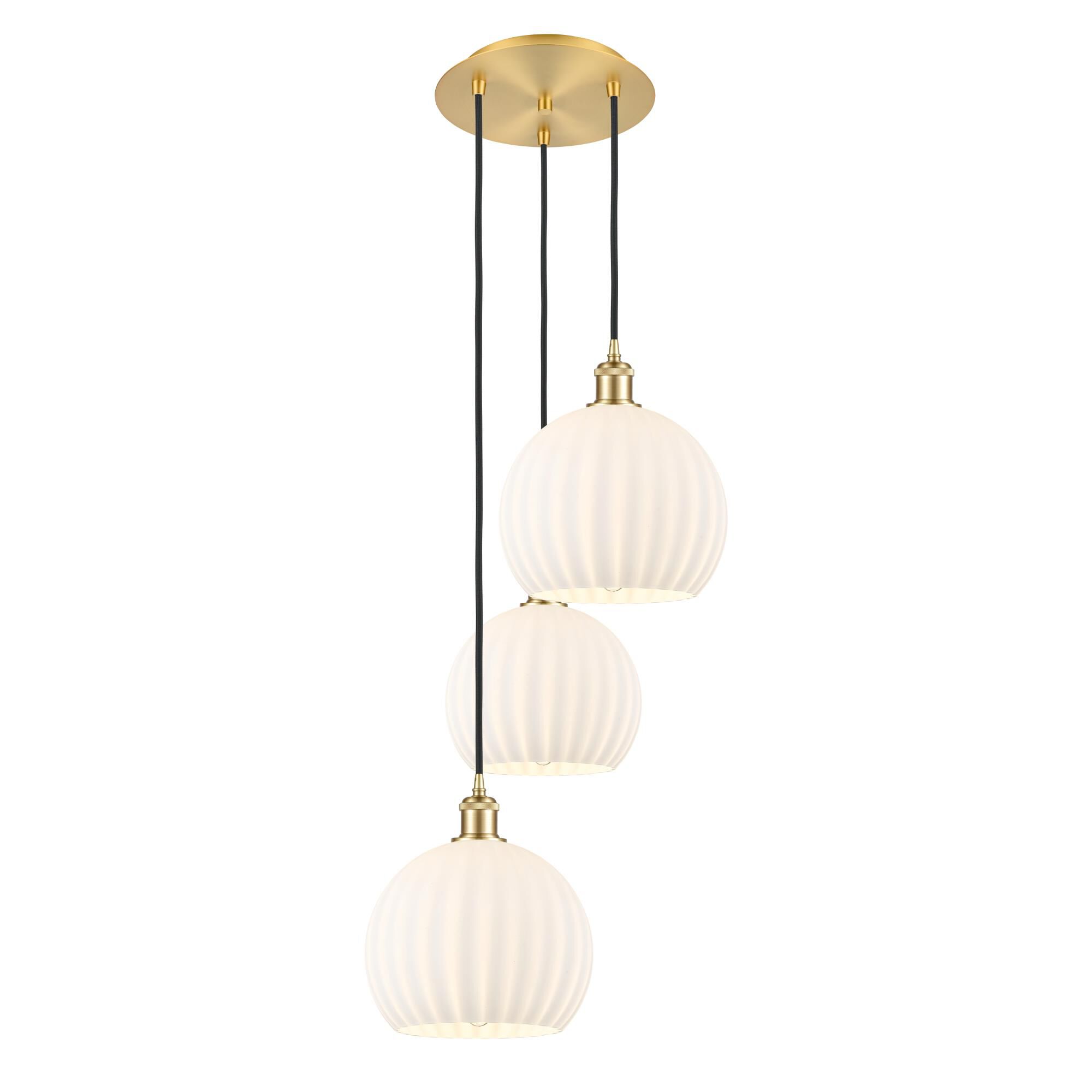 Shown in Satin Gold finish and White Venetian glass
