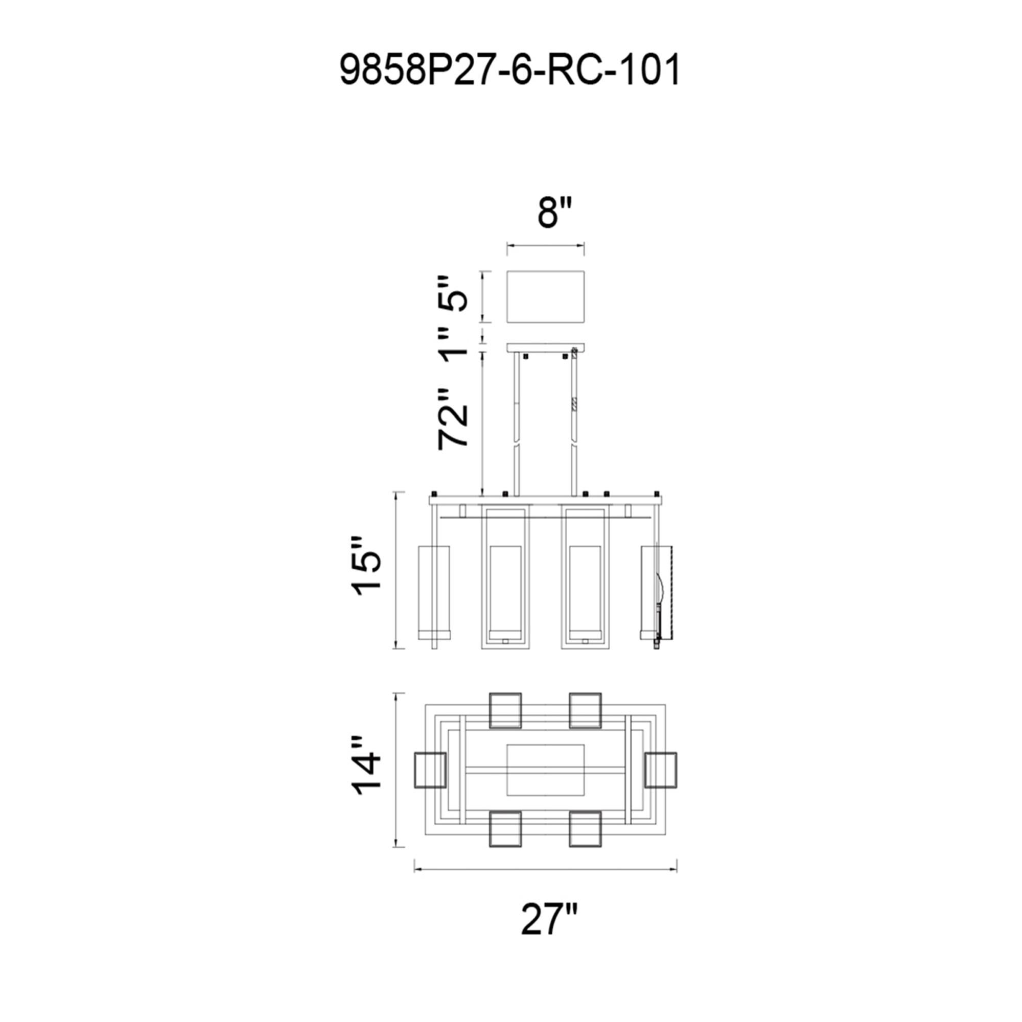 Vanna 27 Inch 6 Light Linear Suspension Light by CWI Lighting
