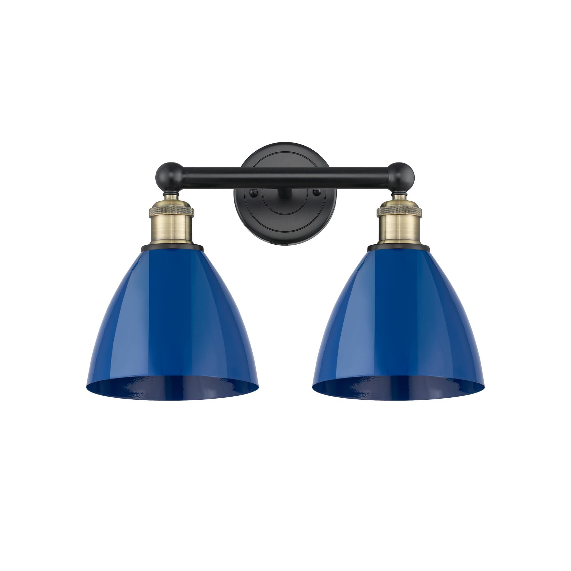 Shown in Black Antique Brass finish and Blue shade