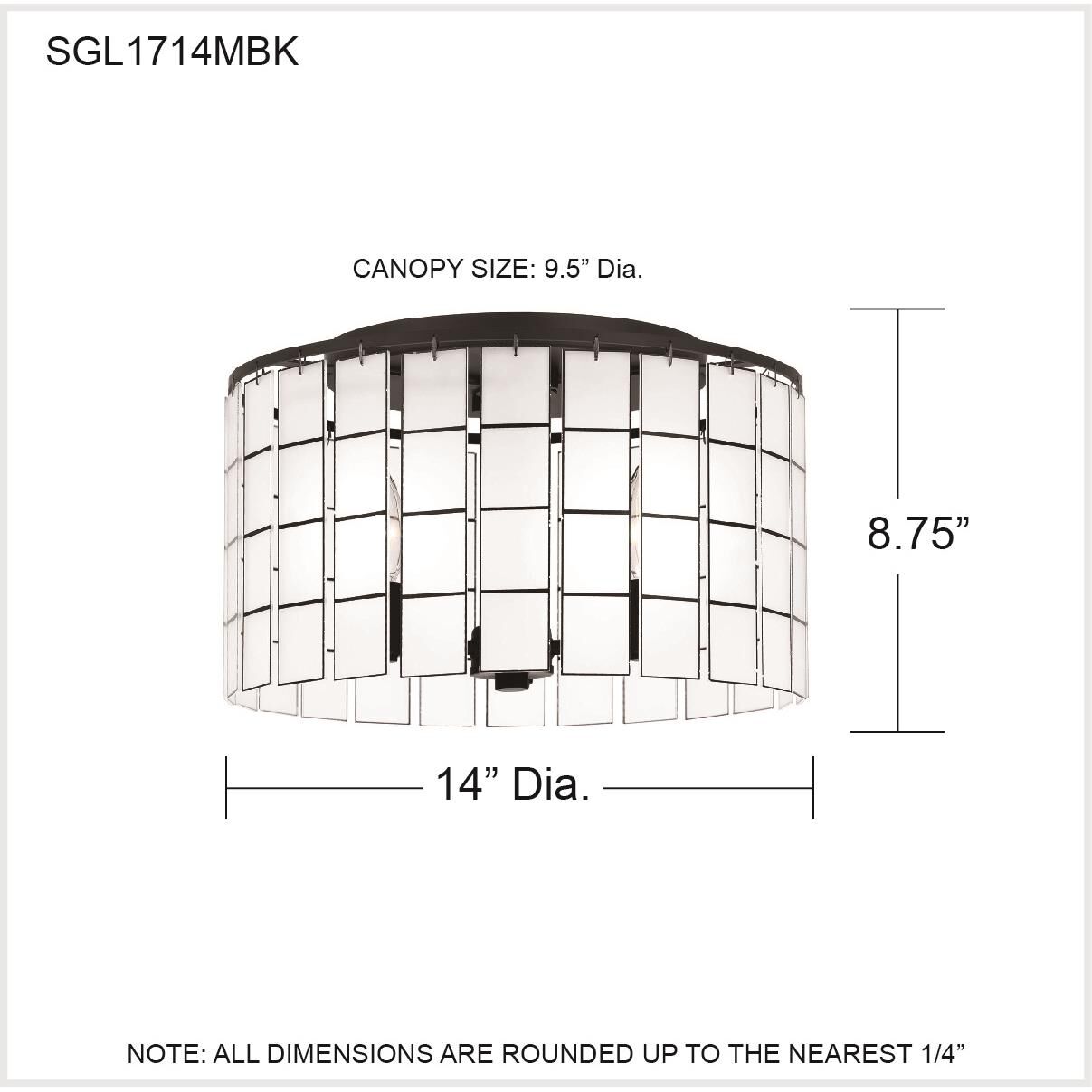 Seigler 14 Inch 3 Light Semi Flush Mount by Quoizel