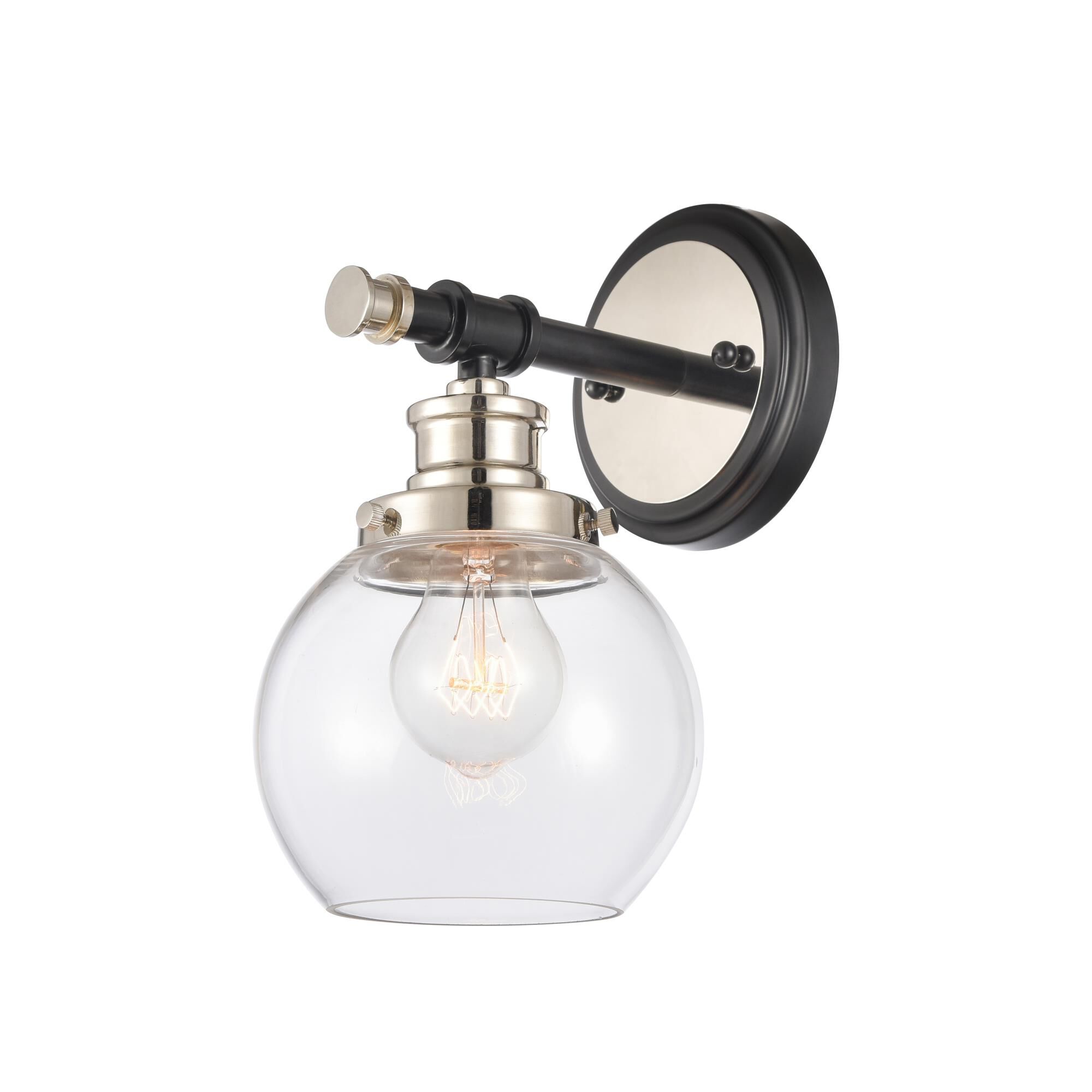 Shown in Black Polished Nickel finish and Clear Saybrook glass and Polished Nickel accent