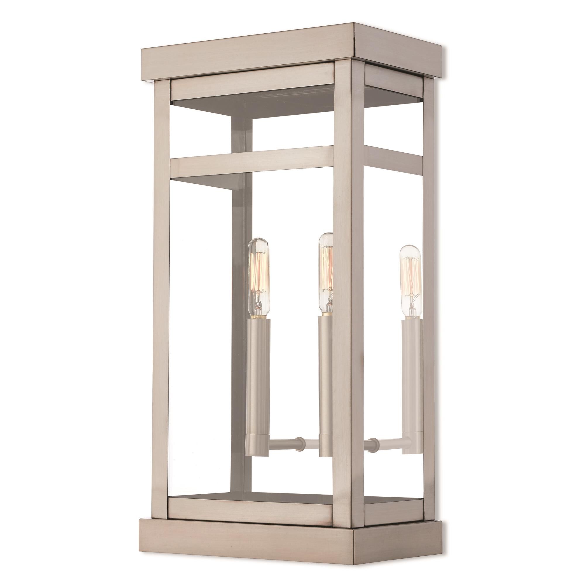 Shown in Brushed Nickel finish and Clear glass