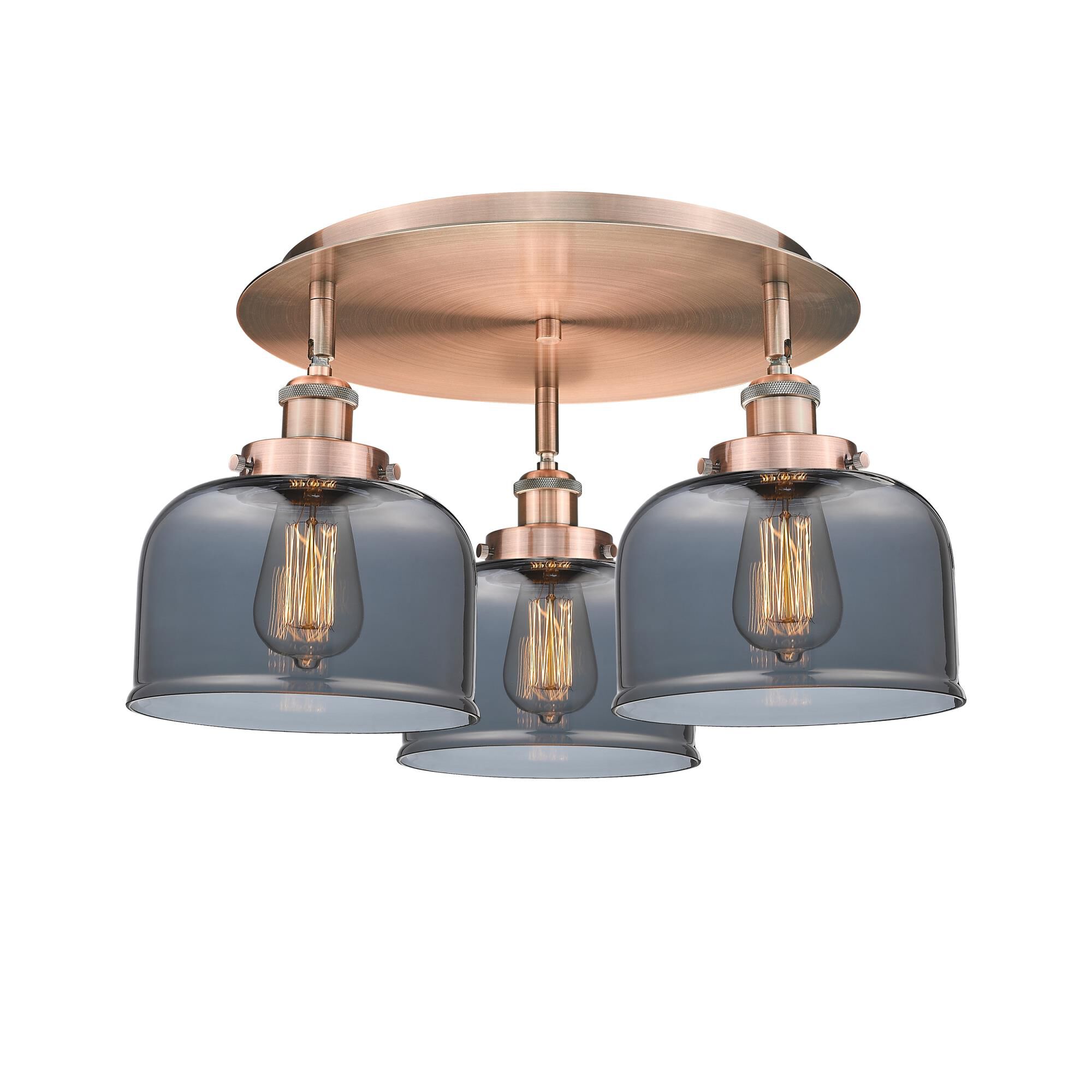 Shown in Antique Copper finish and Plated Smoke glass