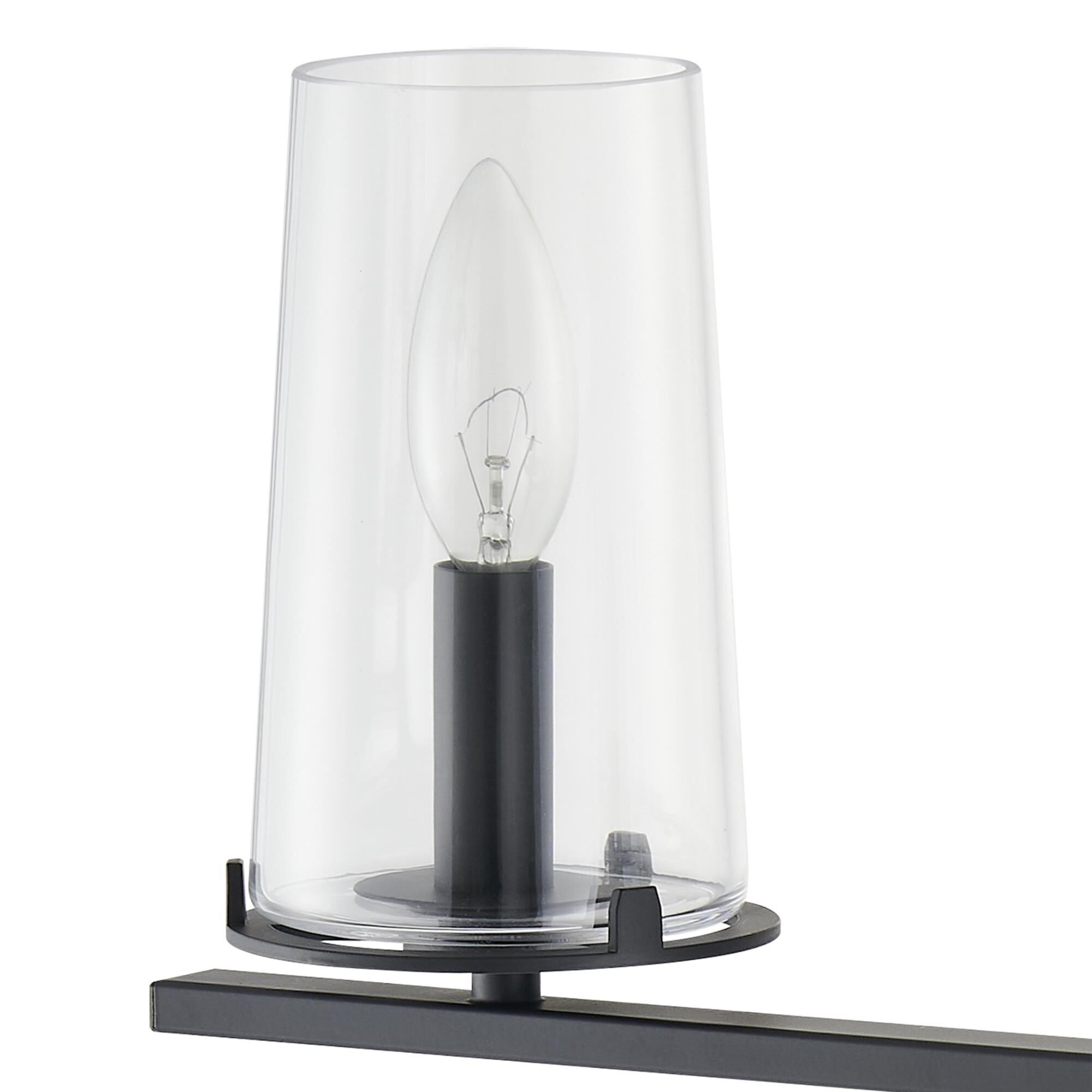 Shown in Matte Black finish and Clear glass