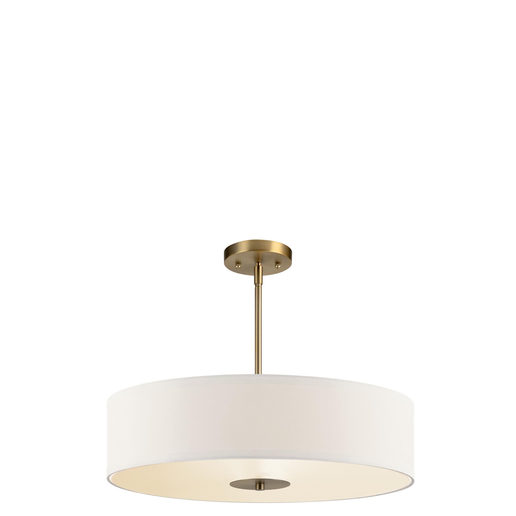 Shown in Classic Bronze finish and Satin Etched glass and White Microfiber shade