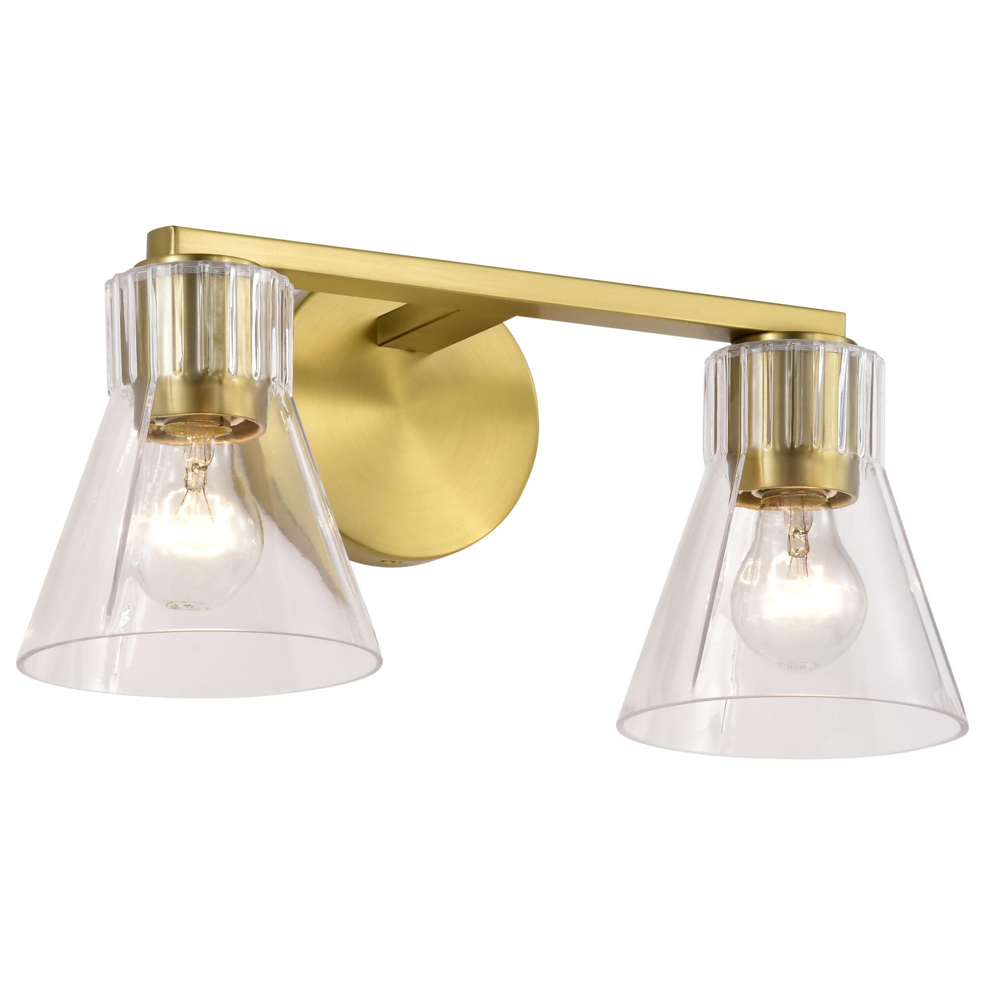 Shown in Vintage Brass finish and Clear glass