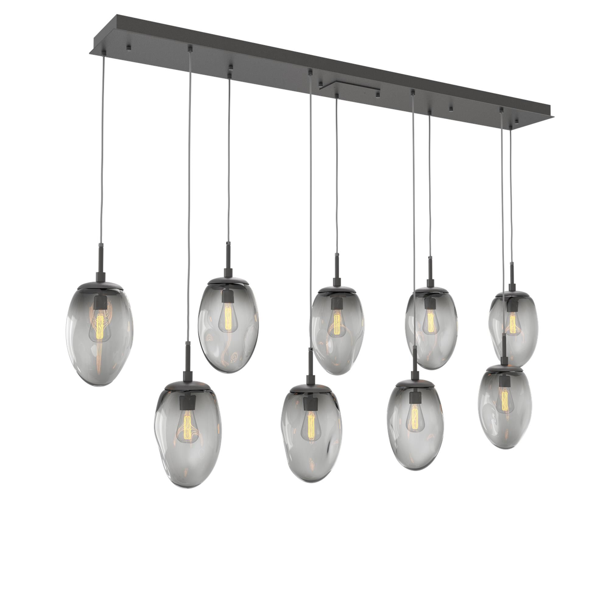 Shown in Graphite finish and Smoke Blown glass