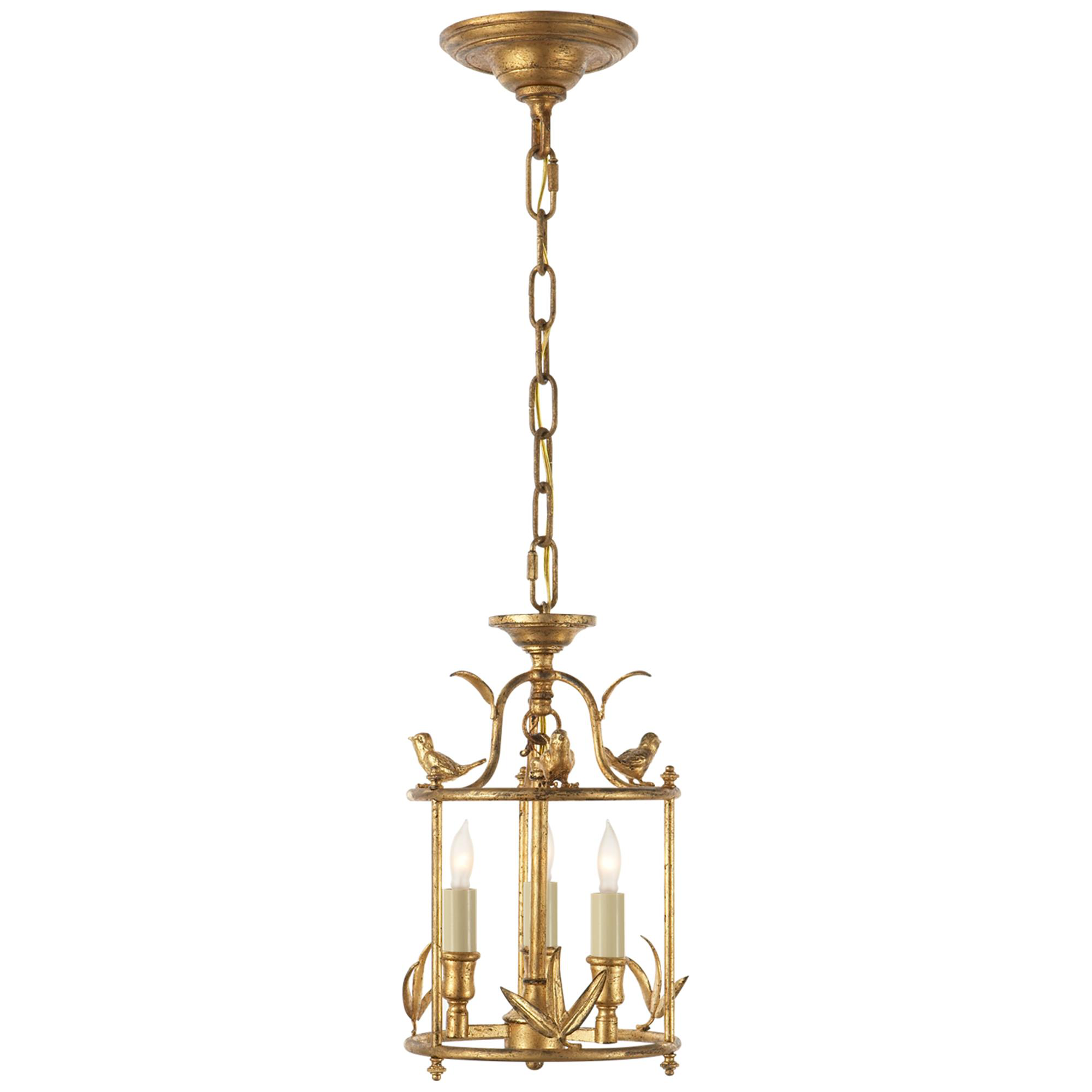 Shown in Gilded Iron finish and Clear glass