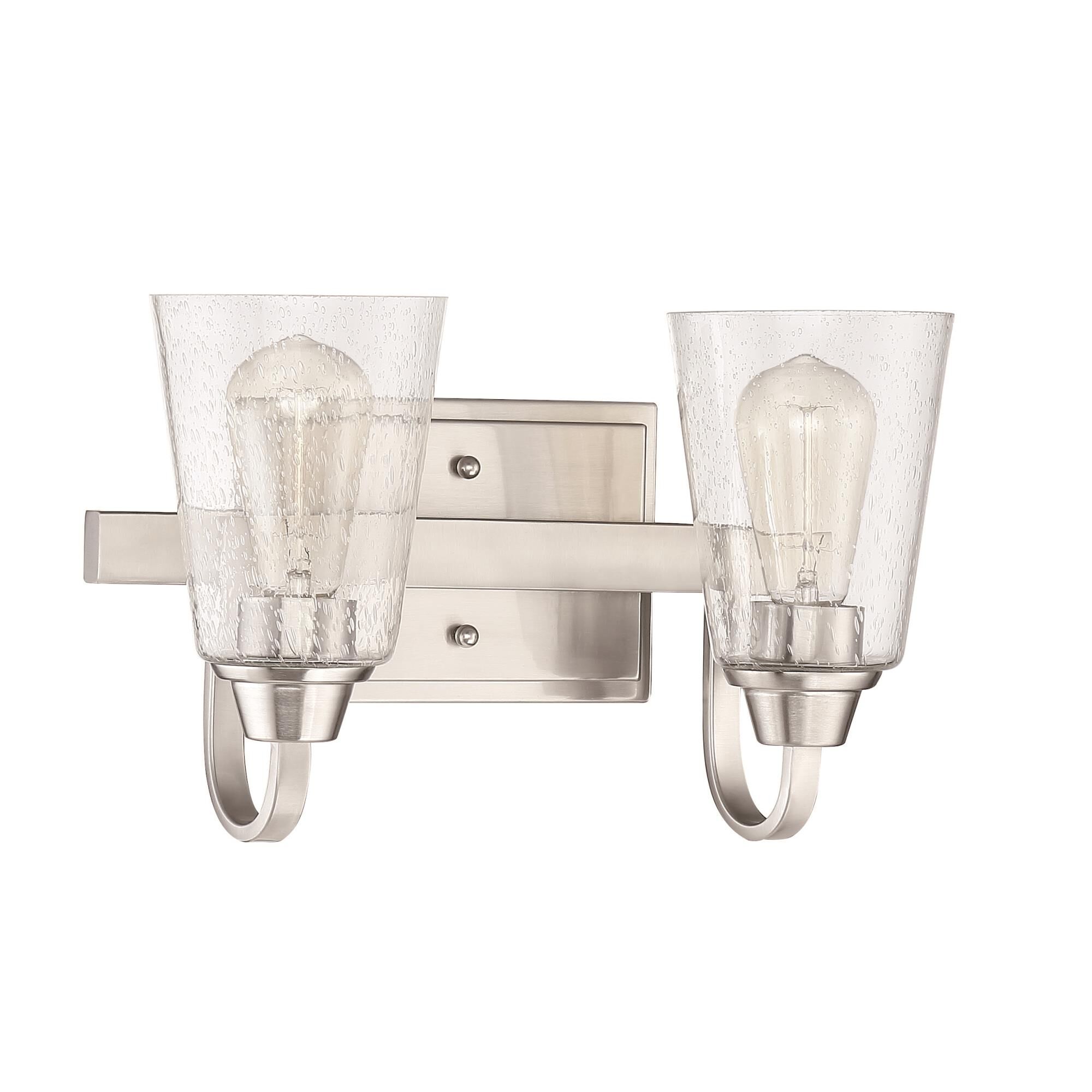 Shown in Brushed Polished Nickel finish and Clear Seeded glass and Glass shade