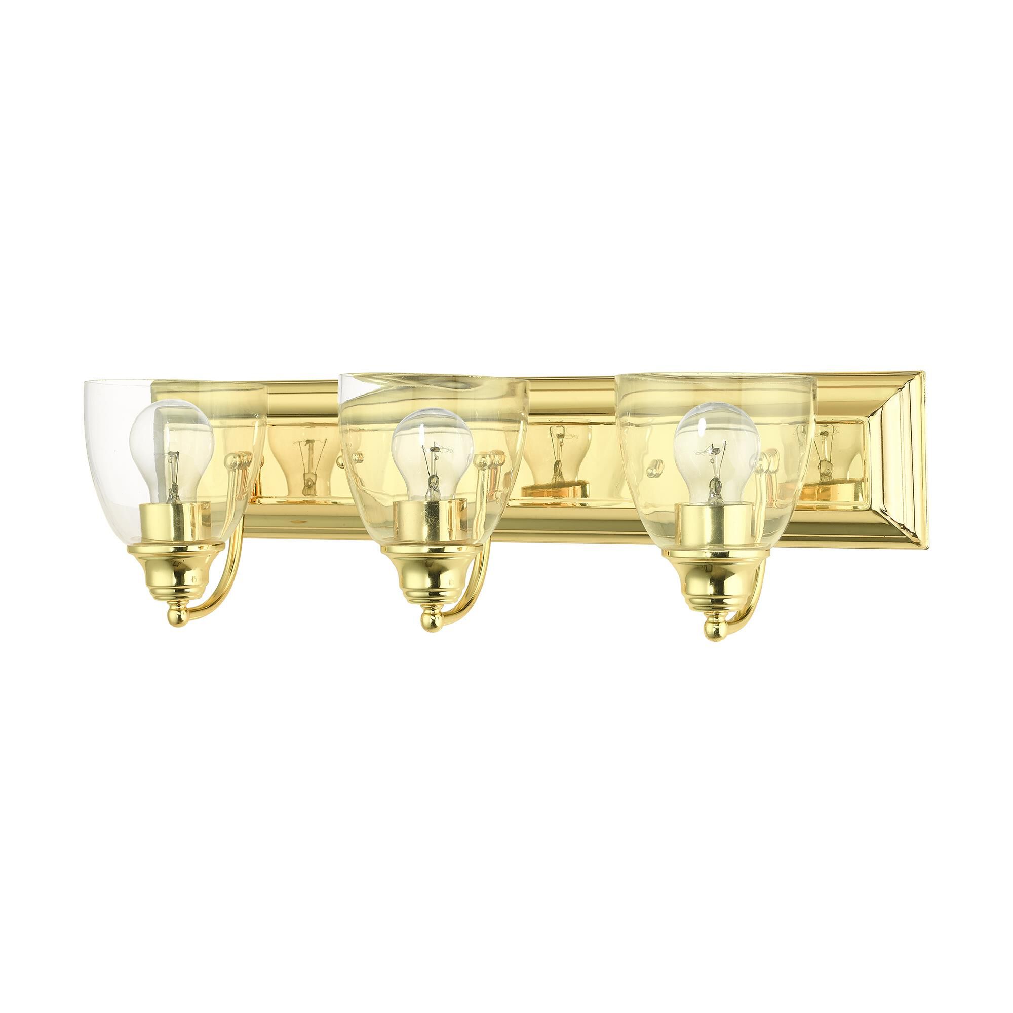 Shown in Polished Brass finish and Hand Blown Clear glass
