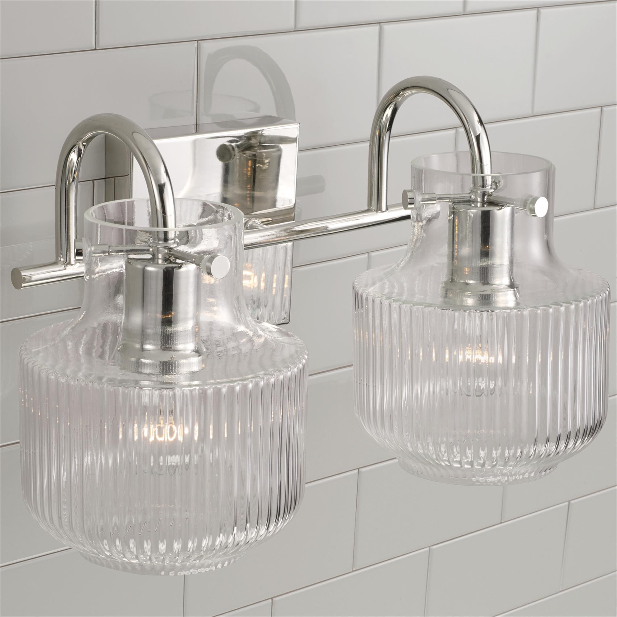 Shown in Polished Nickel finish and Clear Fluted glass