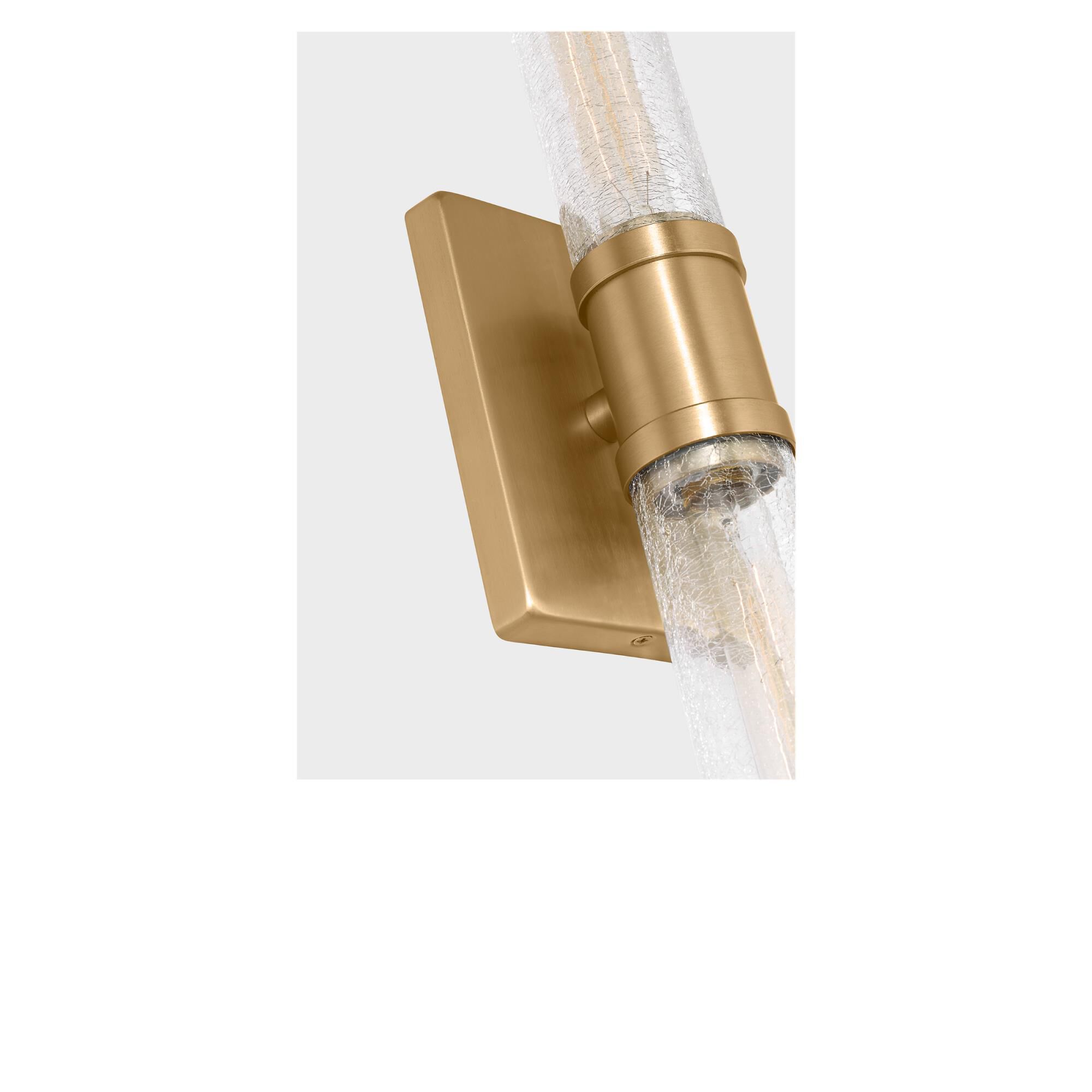 Shown in Satin Brass finish and Crackle glass