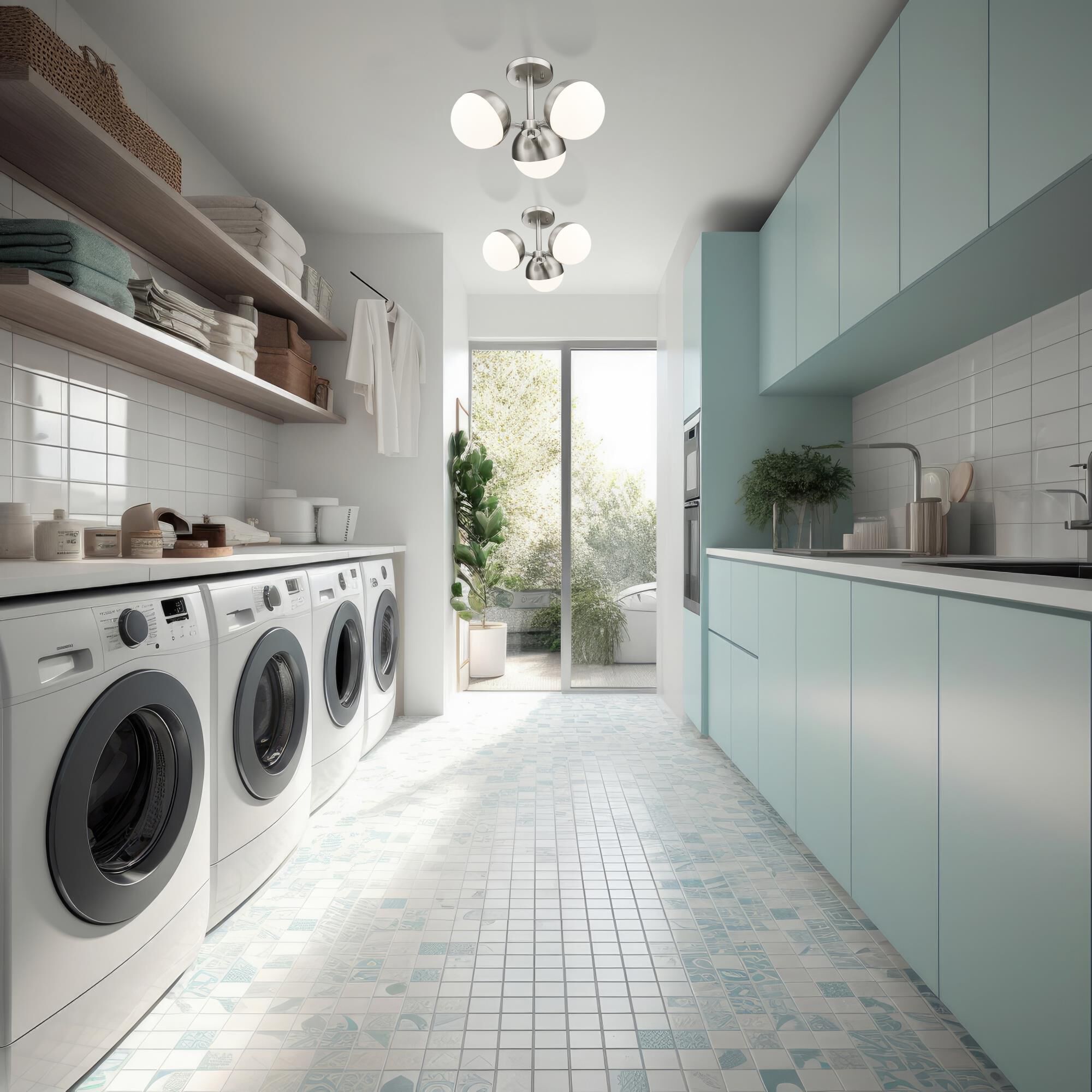 Shown in Brushed Nickel finish and Matte Opal glass and Matte Opal shade