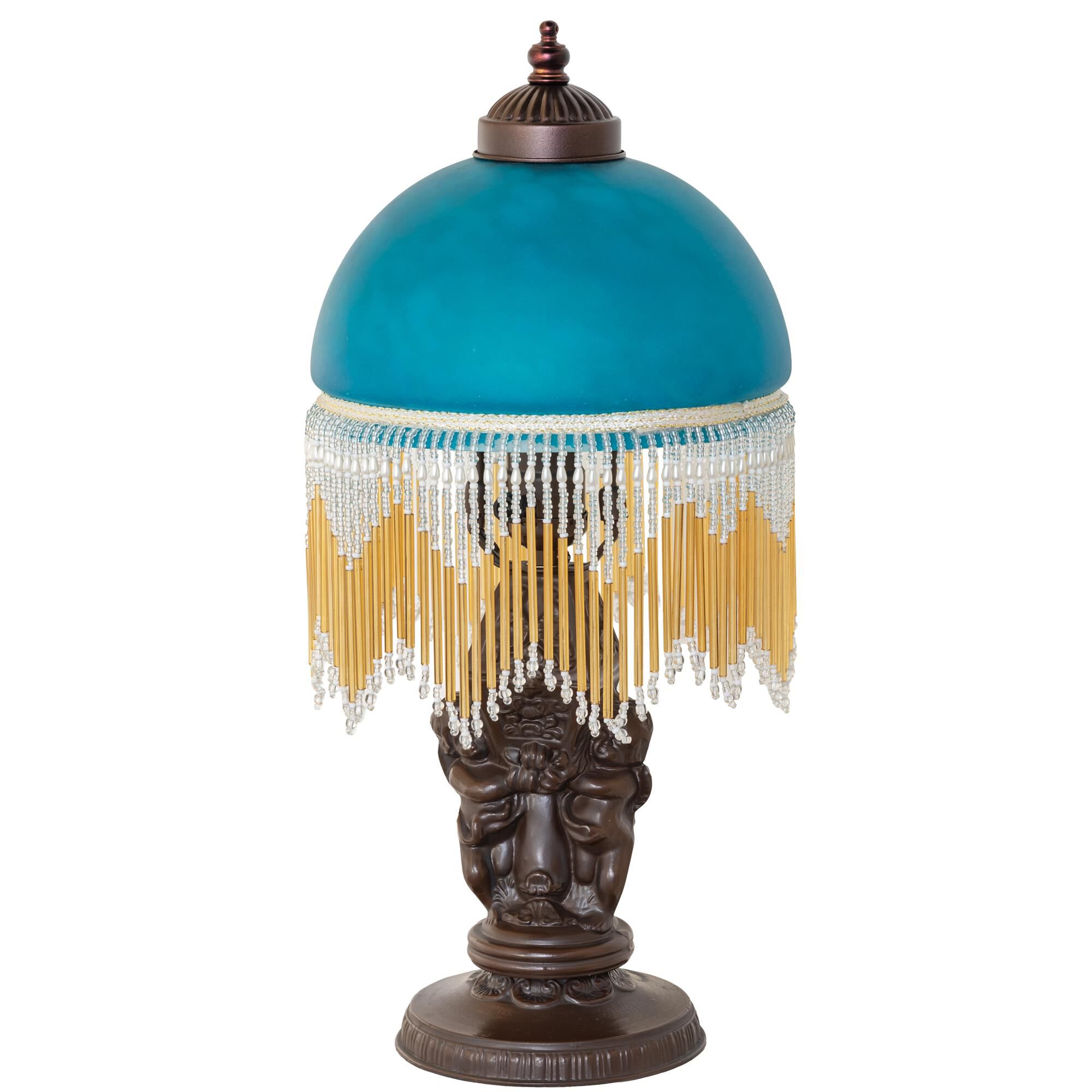 Shown in Mahogany Bronze finish and Teal glass