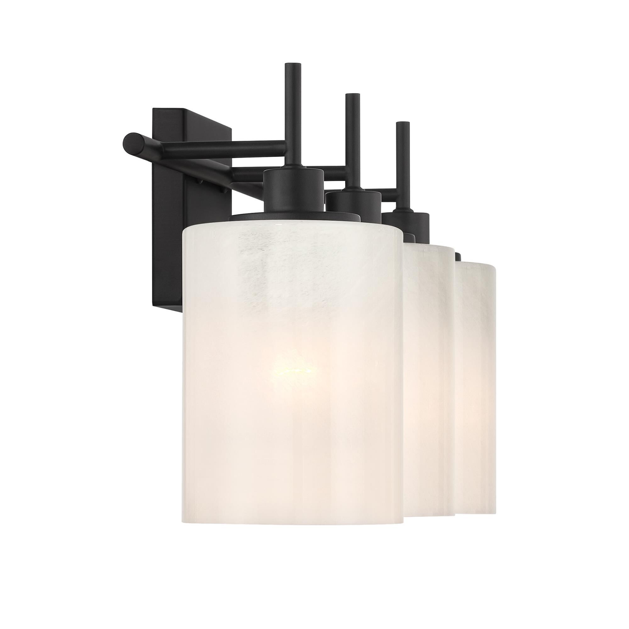 Shown in Matte Black finish and White Strie glass