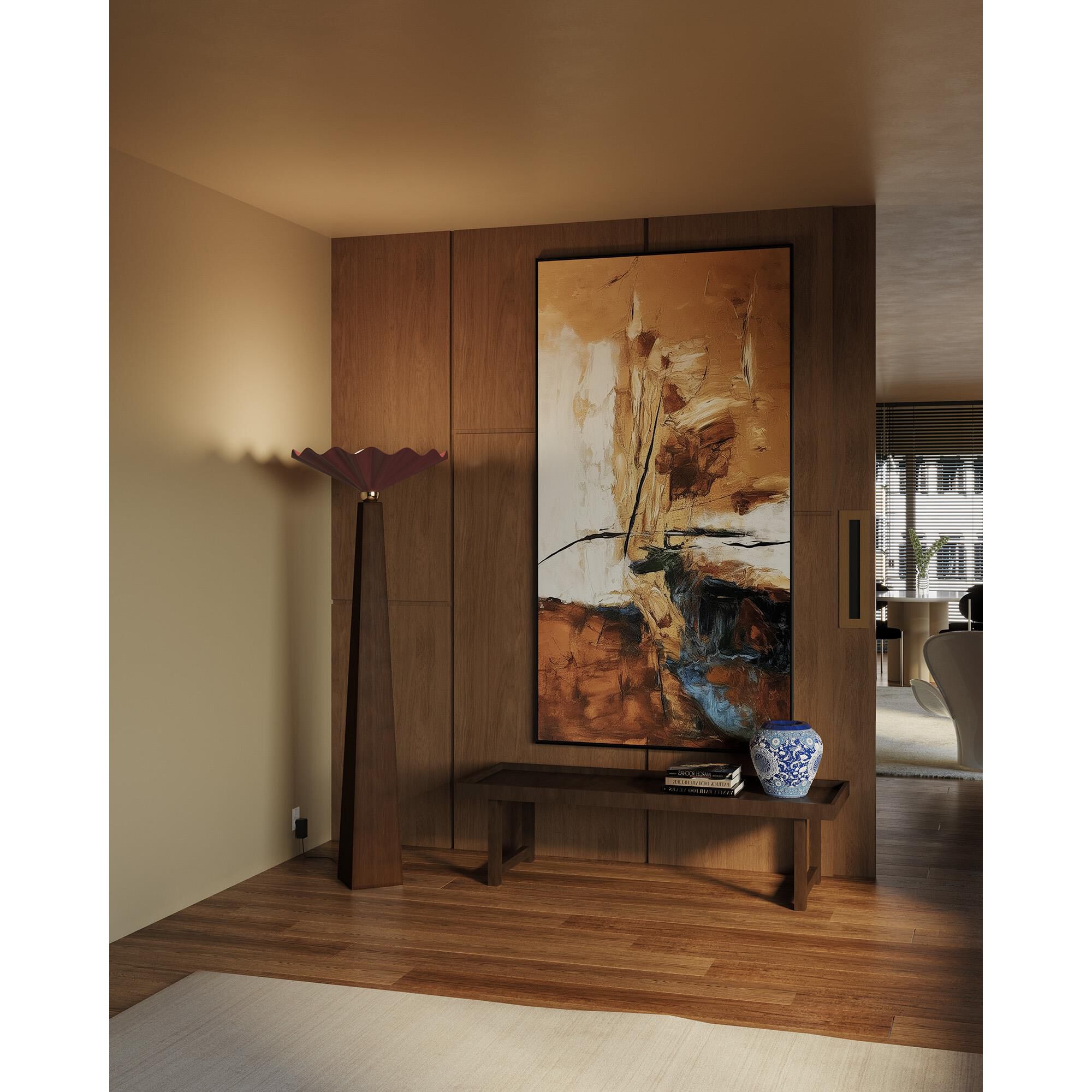 Shown in Burgundy finish and Matte Opal glass