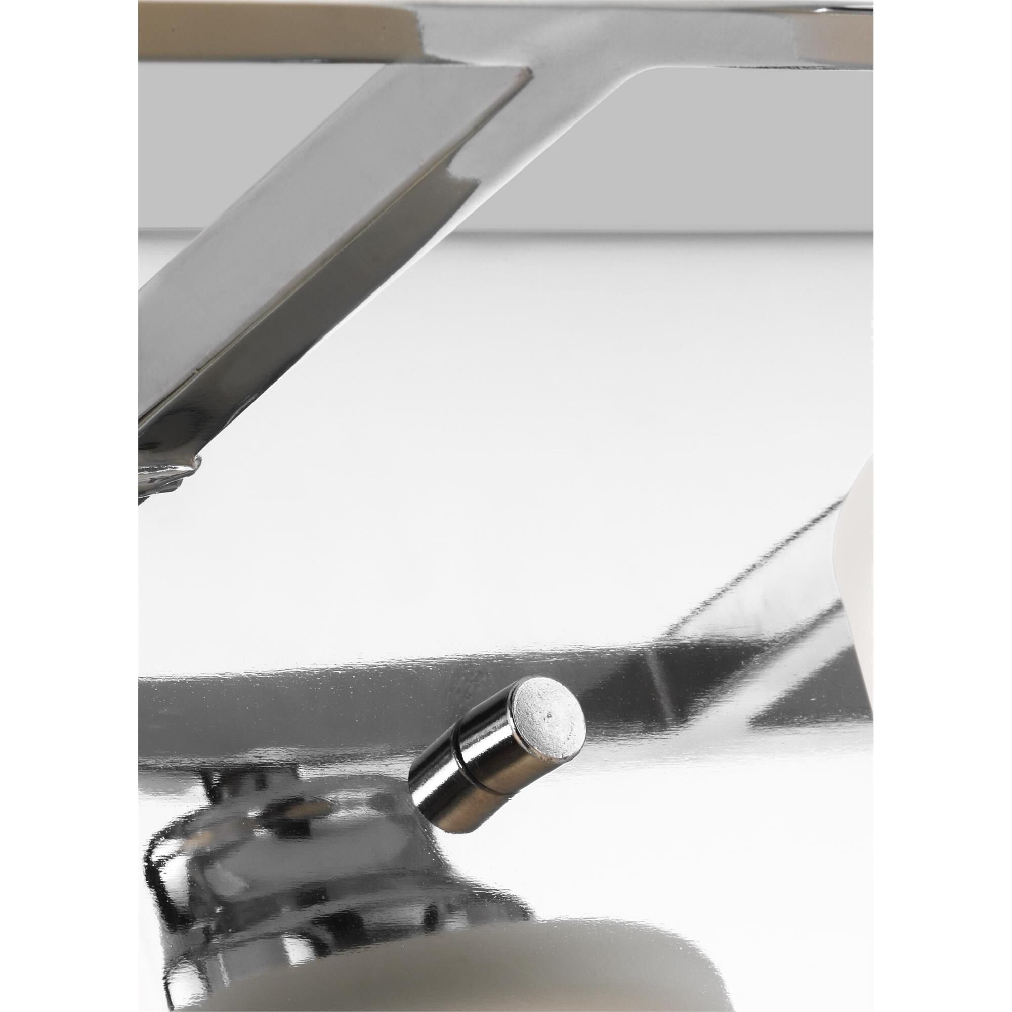 Shown in Chrome finish and Etched / White Inside Glass s shade