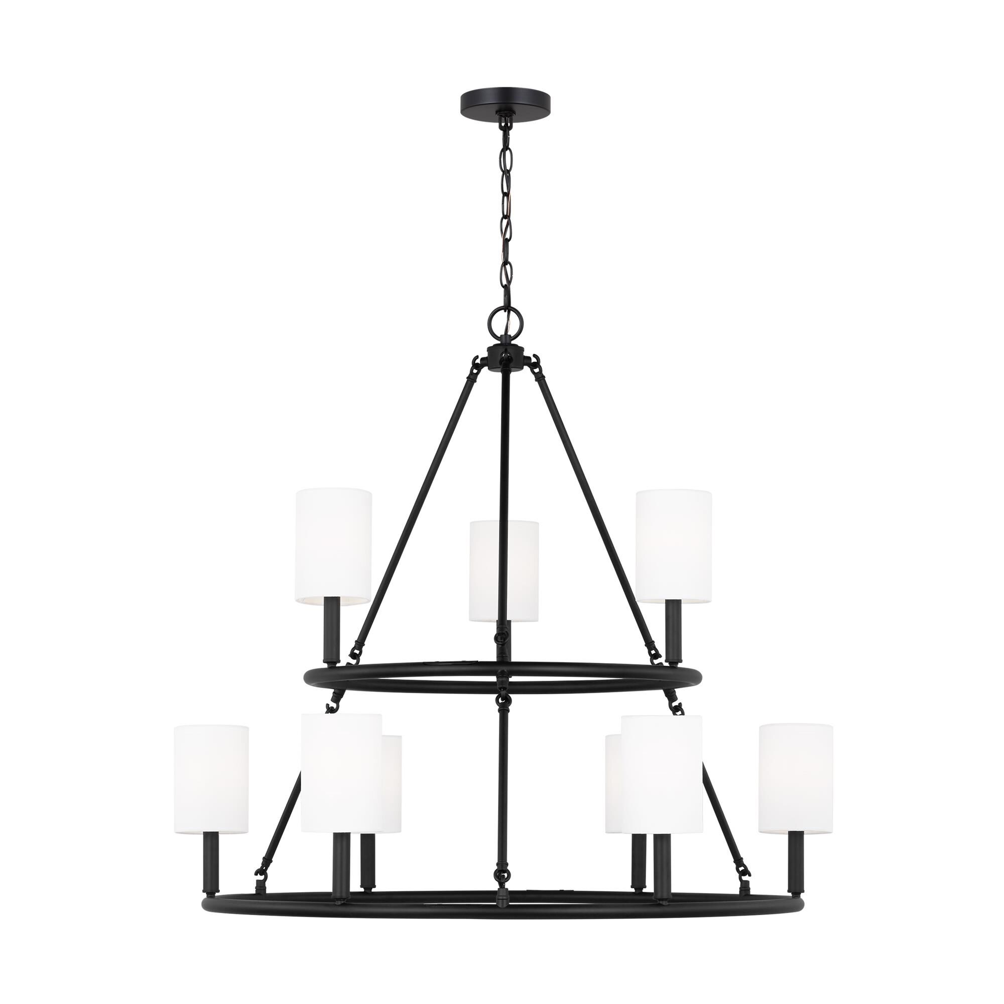 Shown in Midnight Black finish and White Linen Fabric s shade