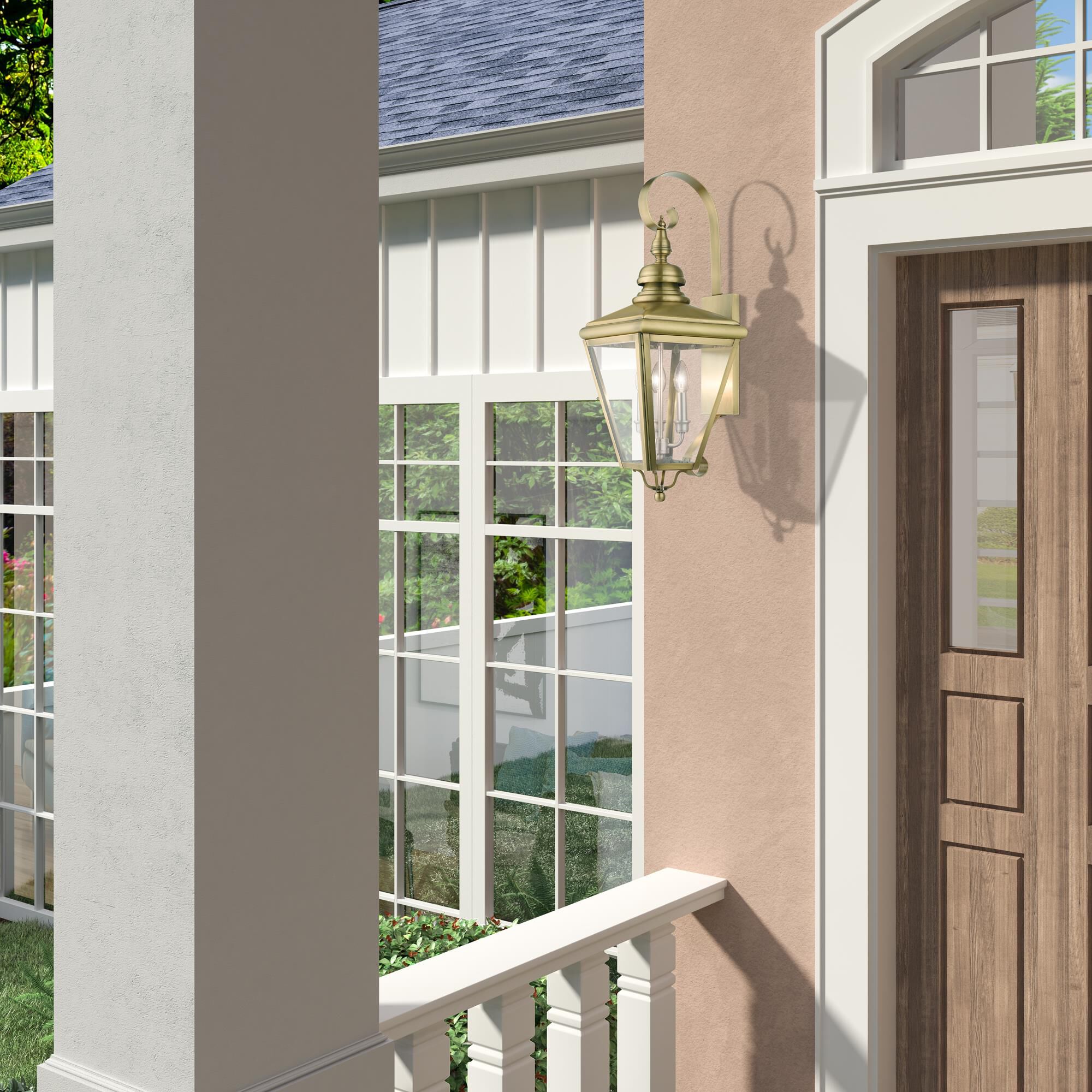 Shown in Antique Brass With Brushed Nickel Cluster finish and Clear glass