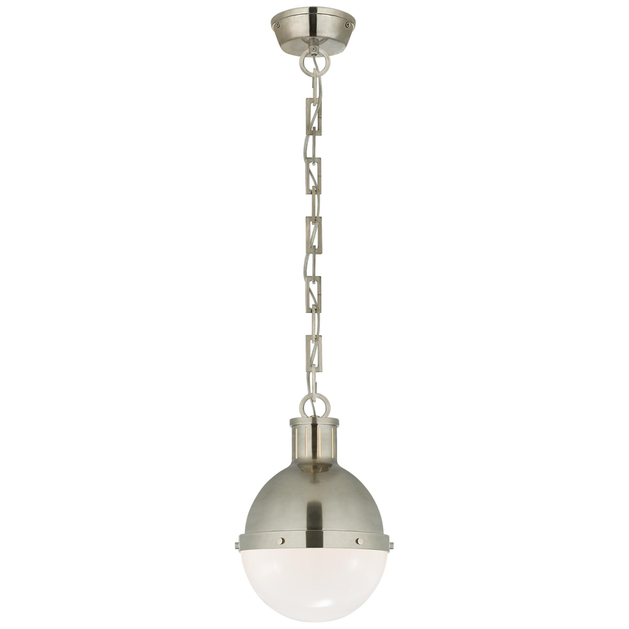 Shown in Antique Nickel finish and White glass