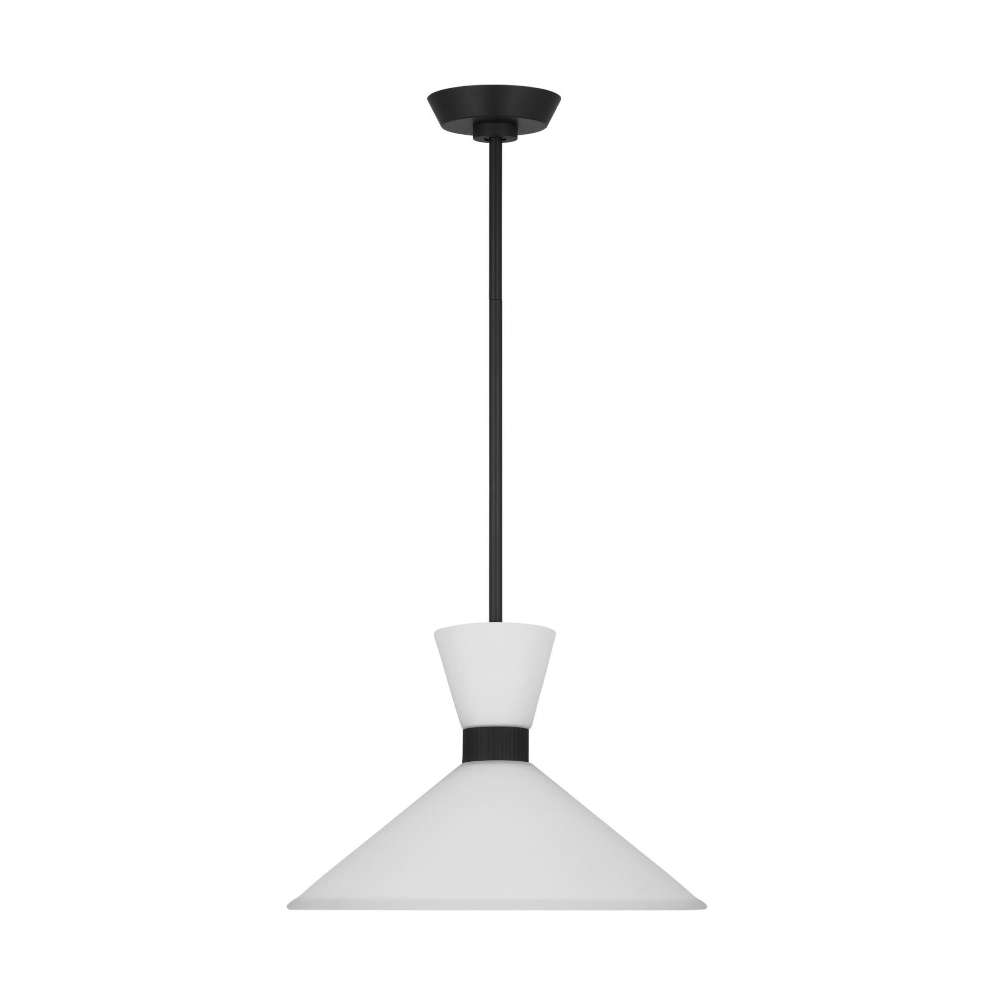 Shown in Midnight Black finish and Etched White Glass s shade