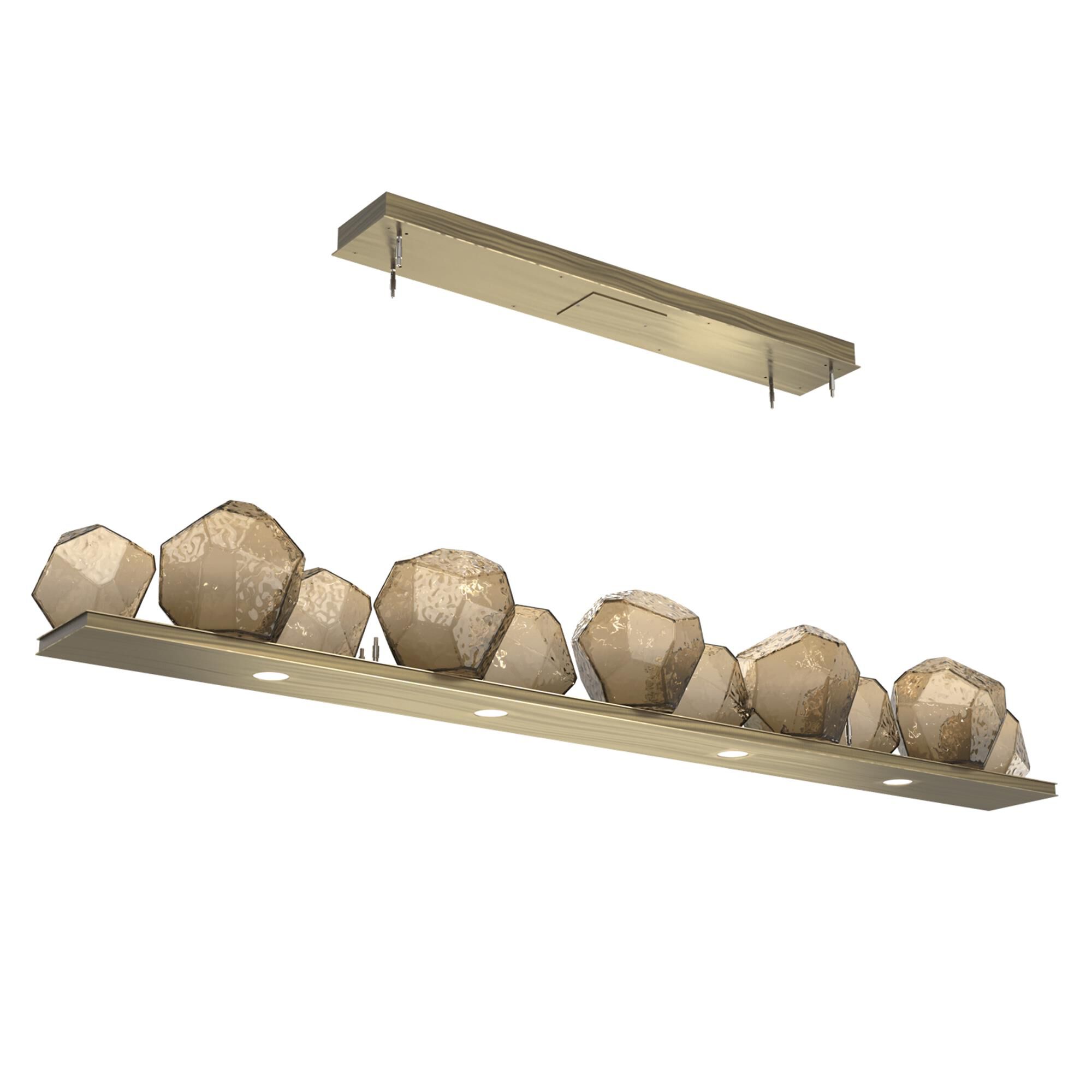 Shown in Heritage Brass finish and Bronze glass