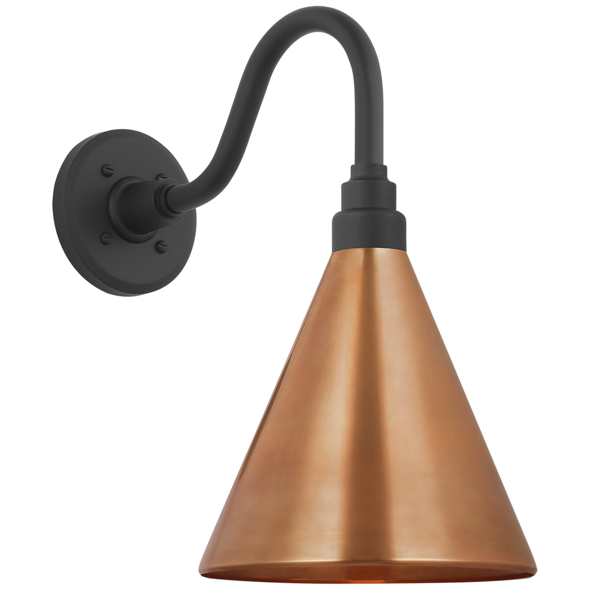 Shown in Matte Black finish and Soft Copper Conical Savannah shade