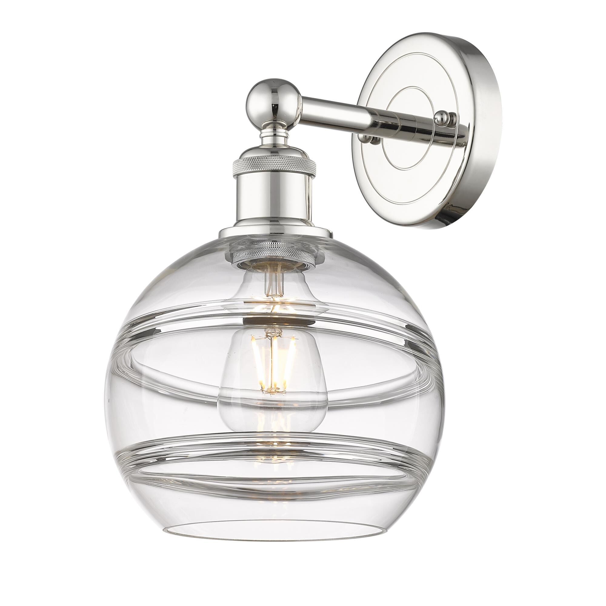 Shown in Polished Nickel finish and Clear glass