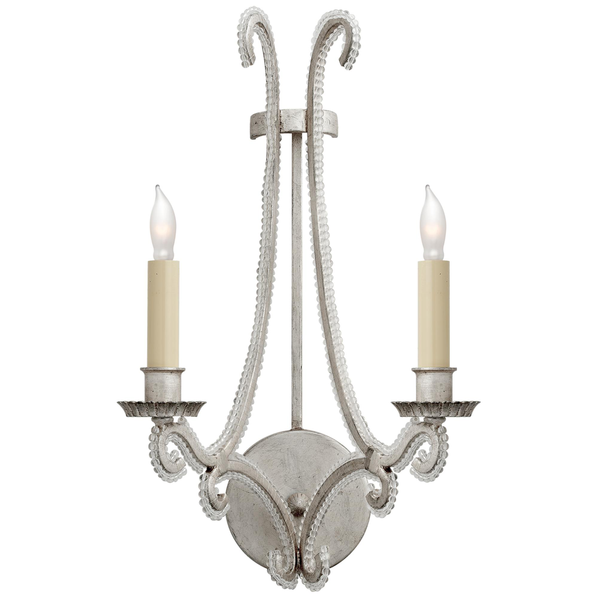 Shown in Burnished Silver Leaf finish and Clear glass