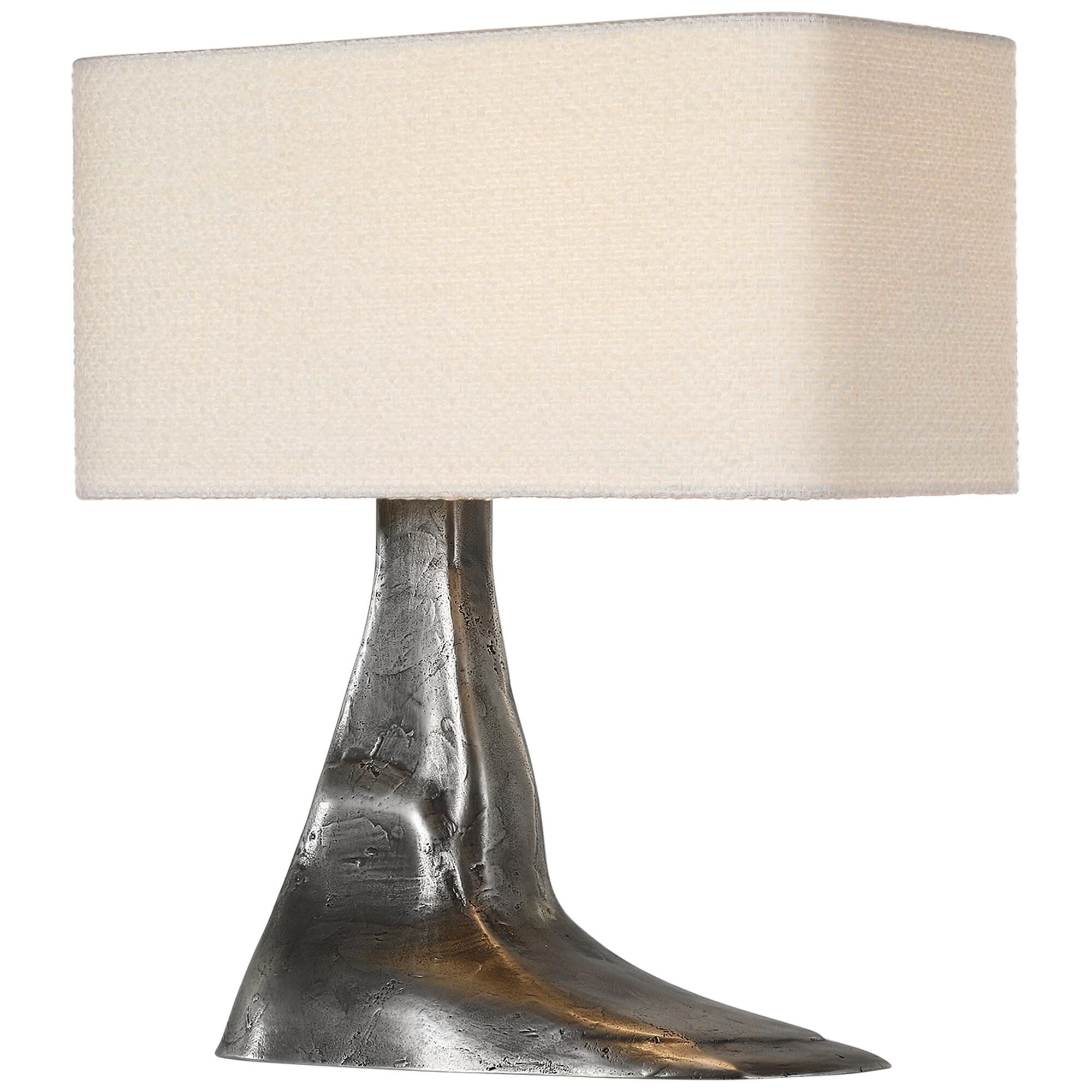 Shown in Museum Pewter finish and Boucle Rectangle shade