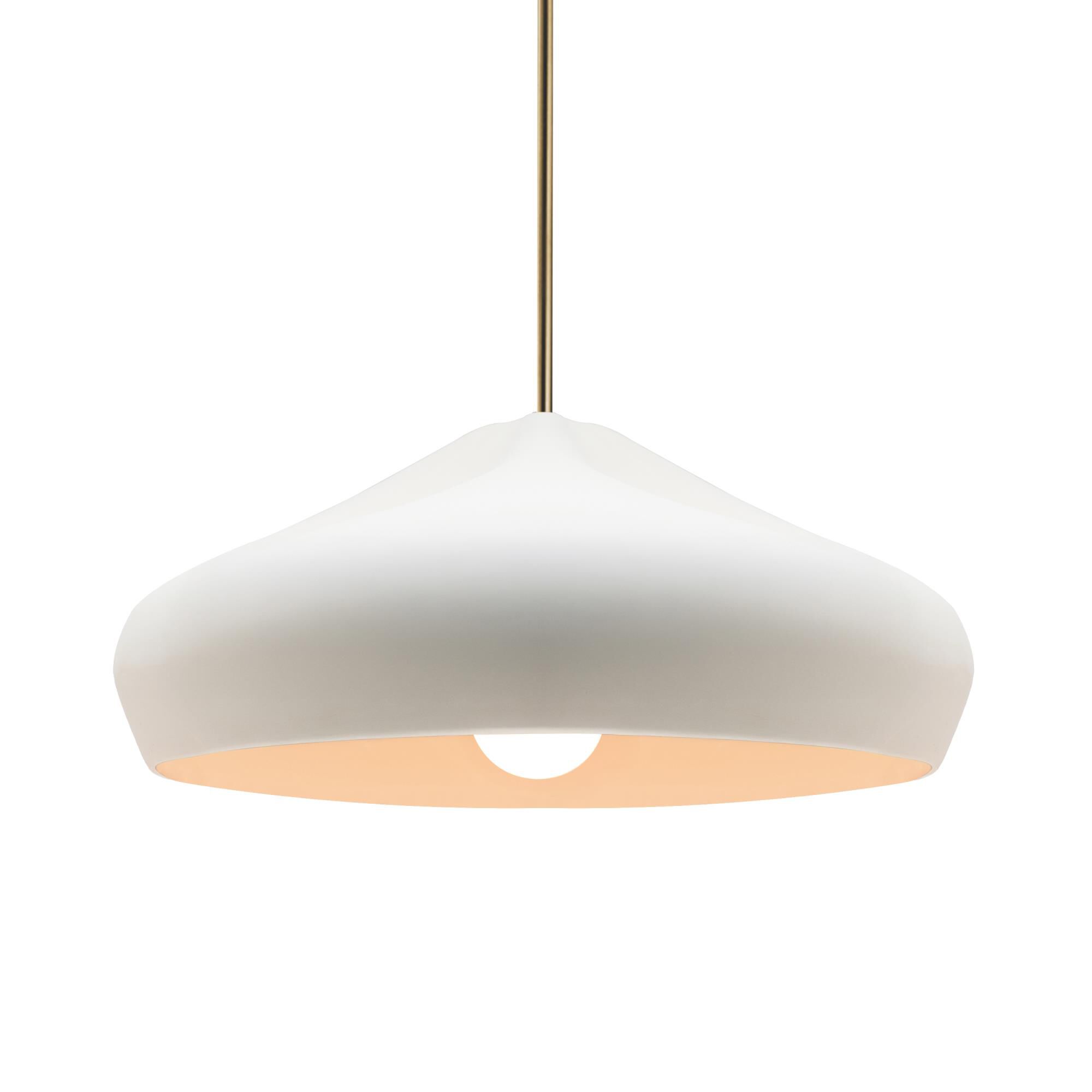 Shown in Antique Brass finish and Bisque shade