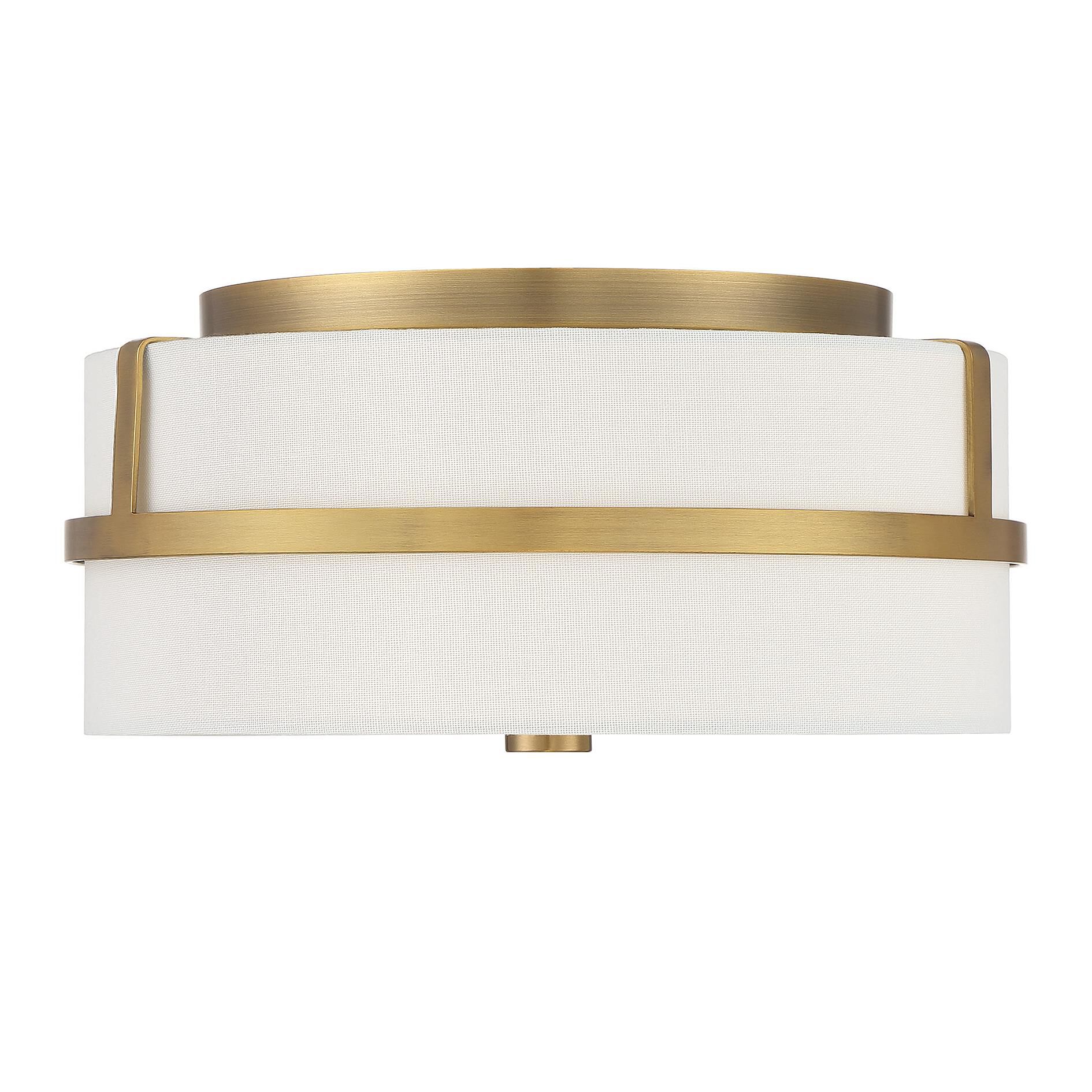 Shown in Natural Brass finish and White Fabric shade