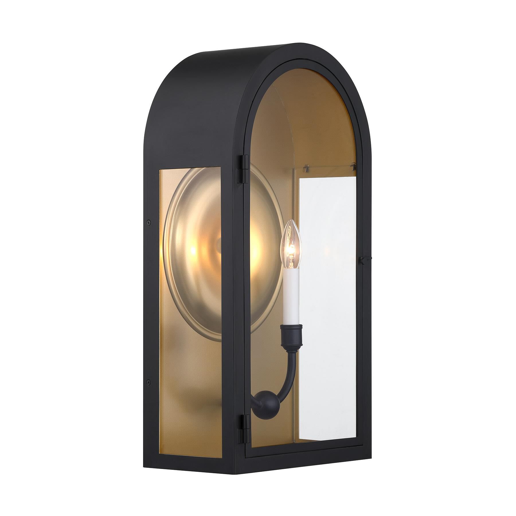 Shown in Matte Black With Vintage Gold finish and Clear glass