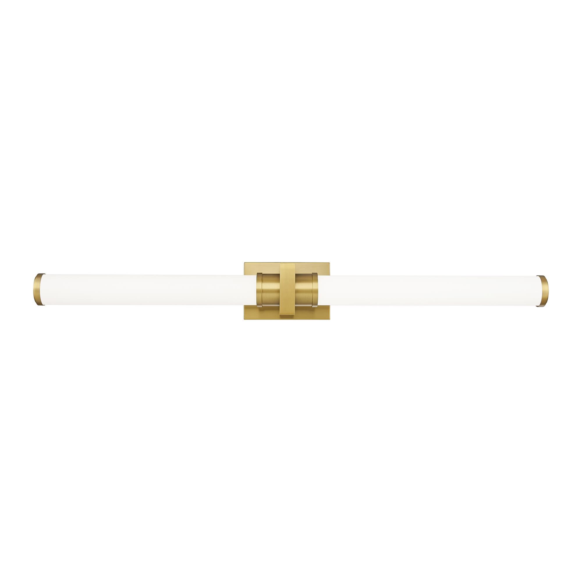 Shown in Modern Gold finish and Opal White glass and Opal White shade