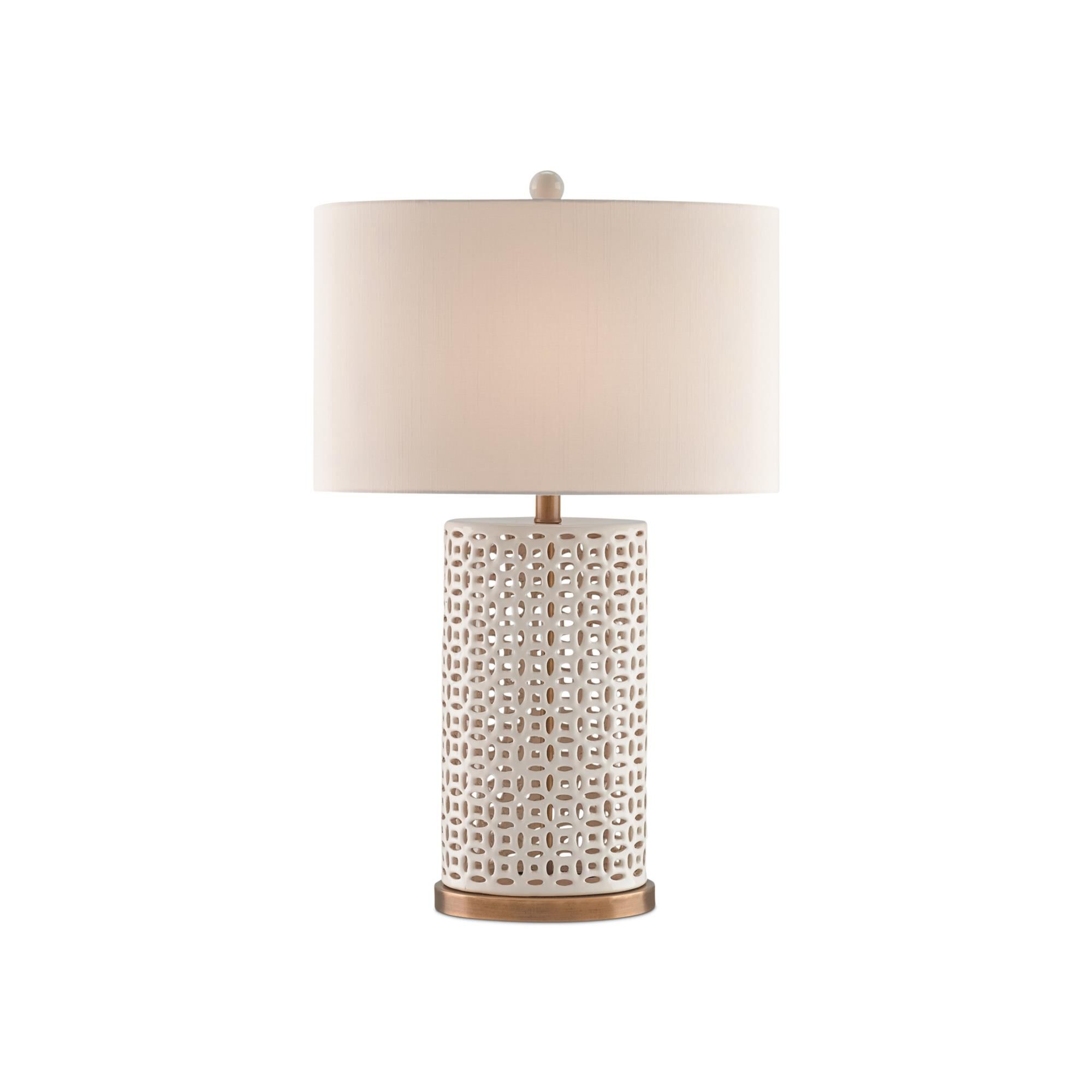 Shown in Ivory-Antique Brass finish and Honey Beige Shantung shade