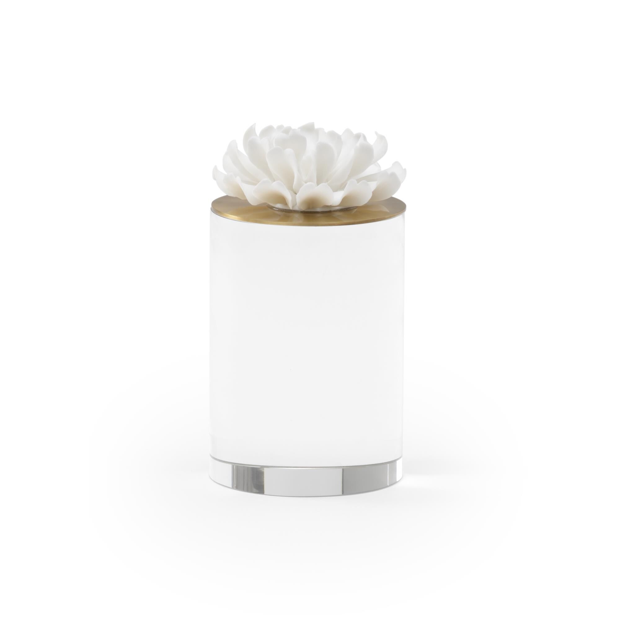 Shown in Matte White - Antique Brass - Clear finish