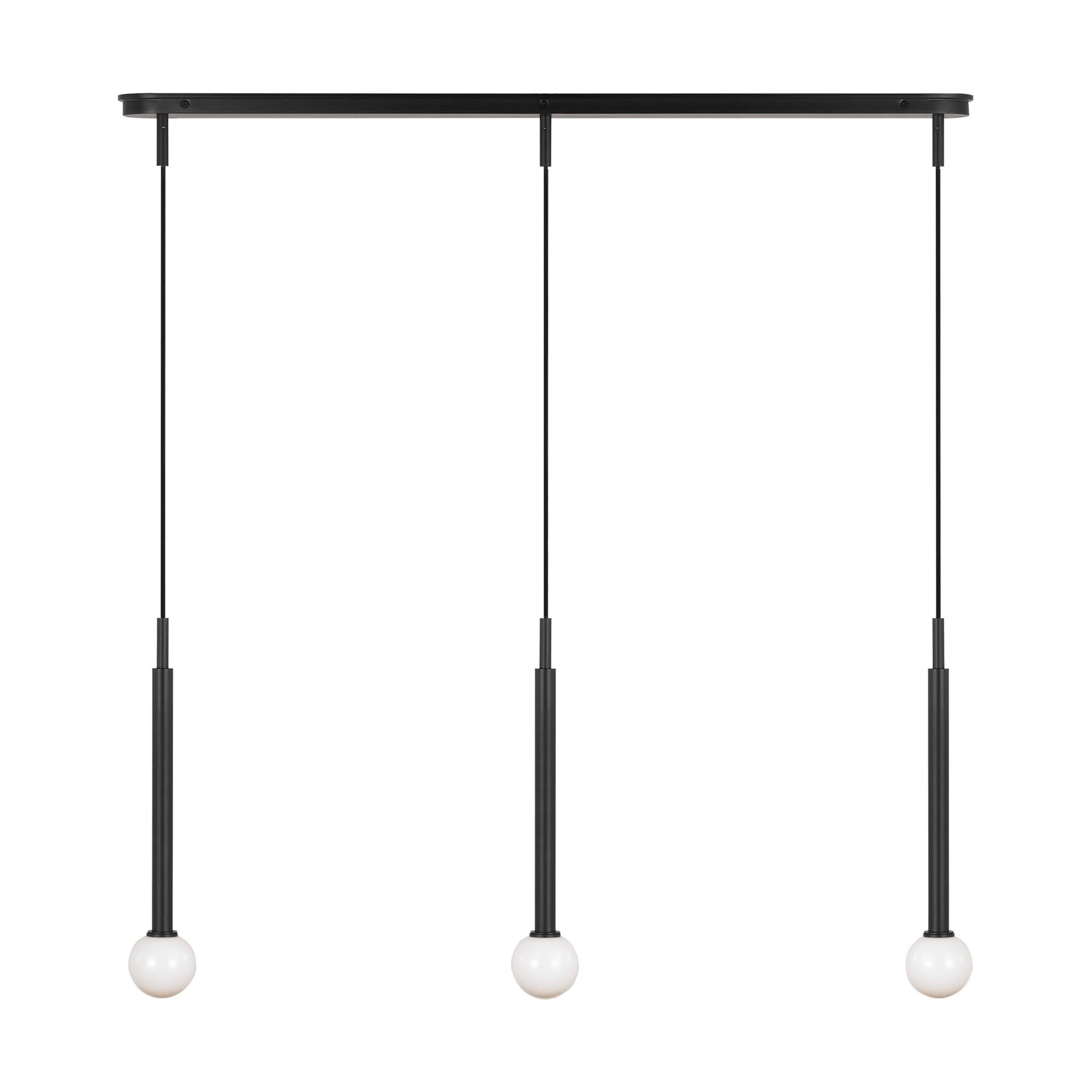 Shown in Midnight Black finish and Milk glass