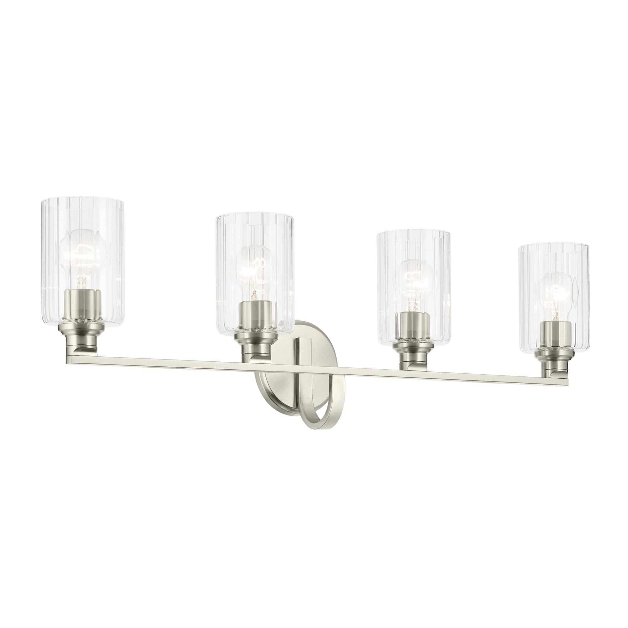 Shown in Brushed Nickel finish and Clear Fluted glass