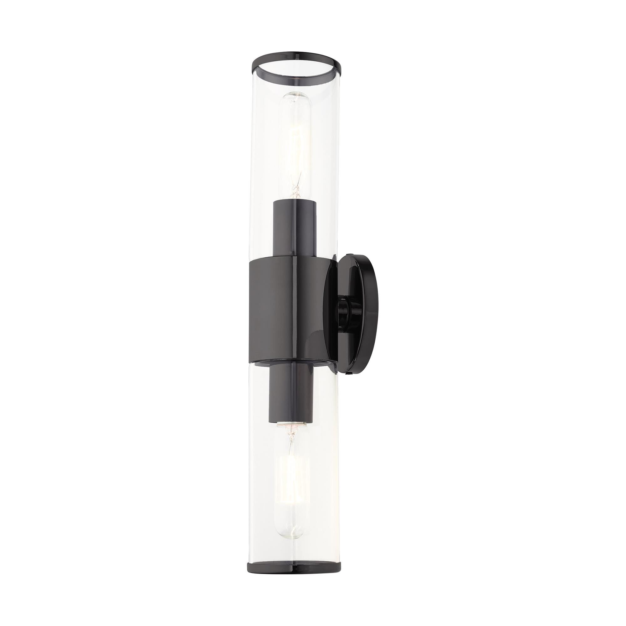 Shown in Black Chrome finish and Clear glass