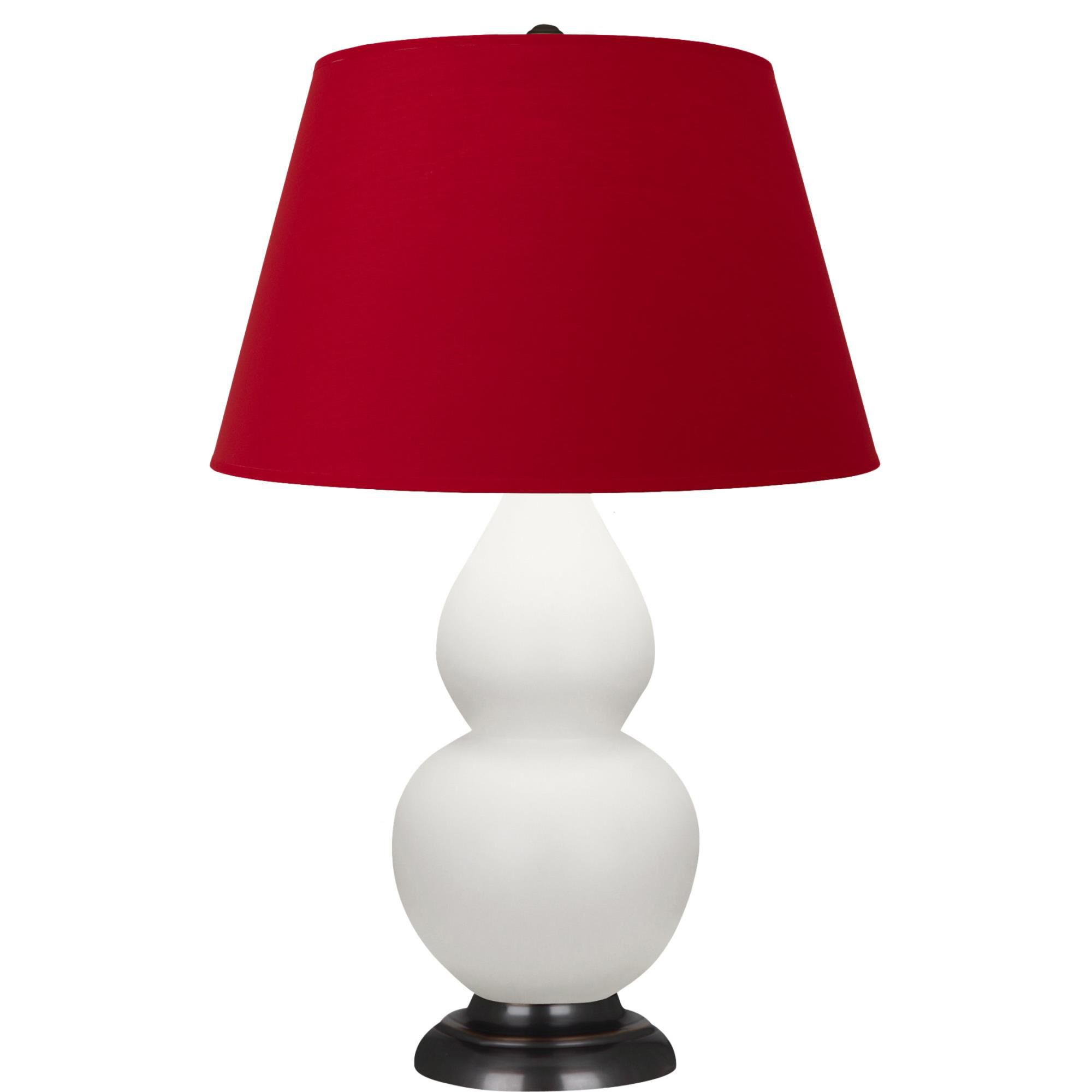 Shown in Matte Lily finish and Black and Red shade and Deep Patina Bronze accent