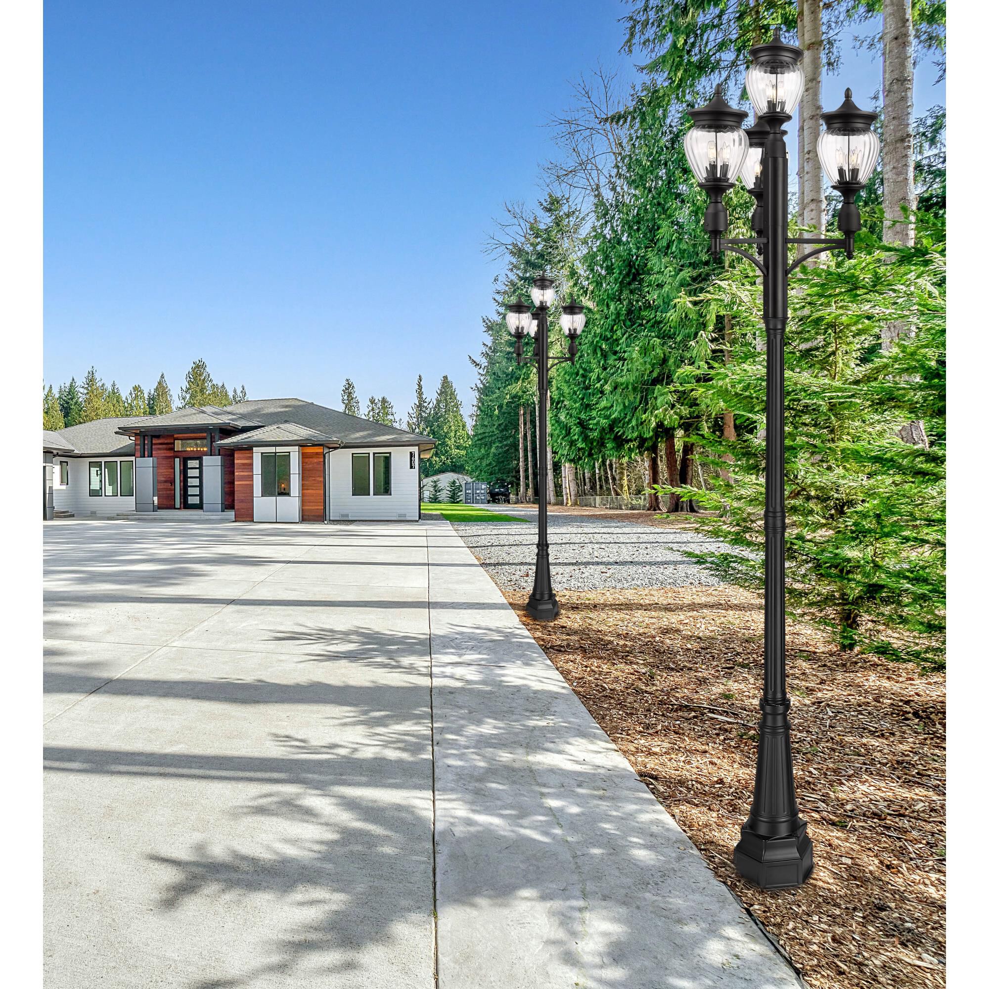 Shown in Black finish and Clear Ribbed glass and Clear Ribbed shade