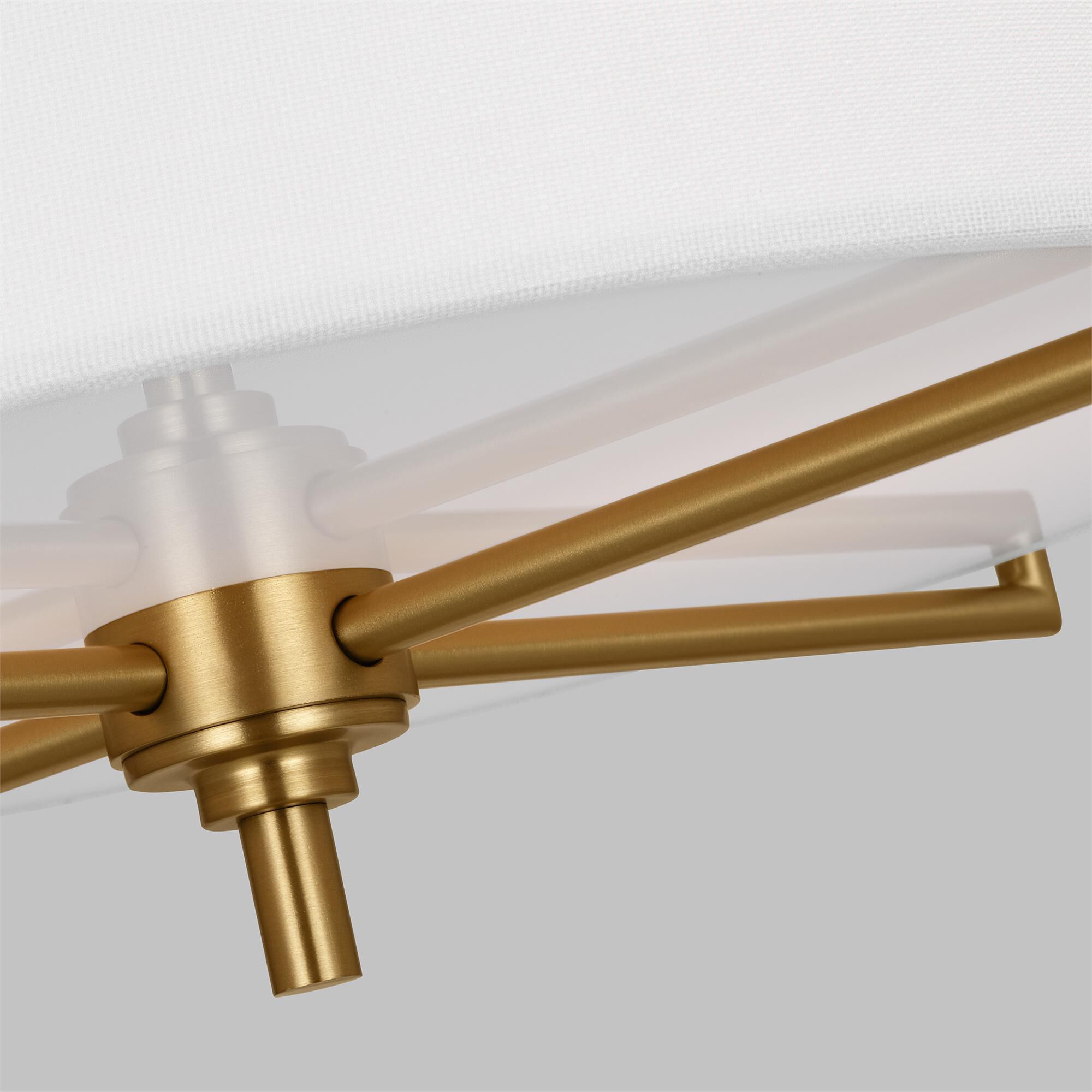 Shown in Burnished Brass finish and White LinenLinen shade