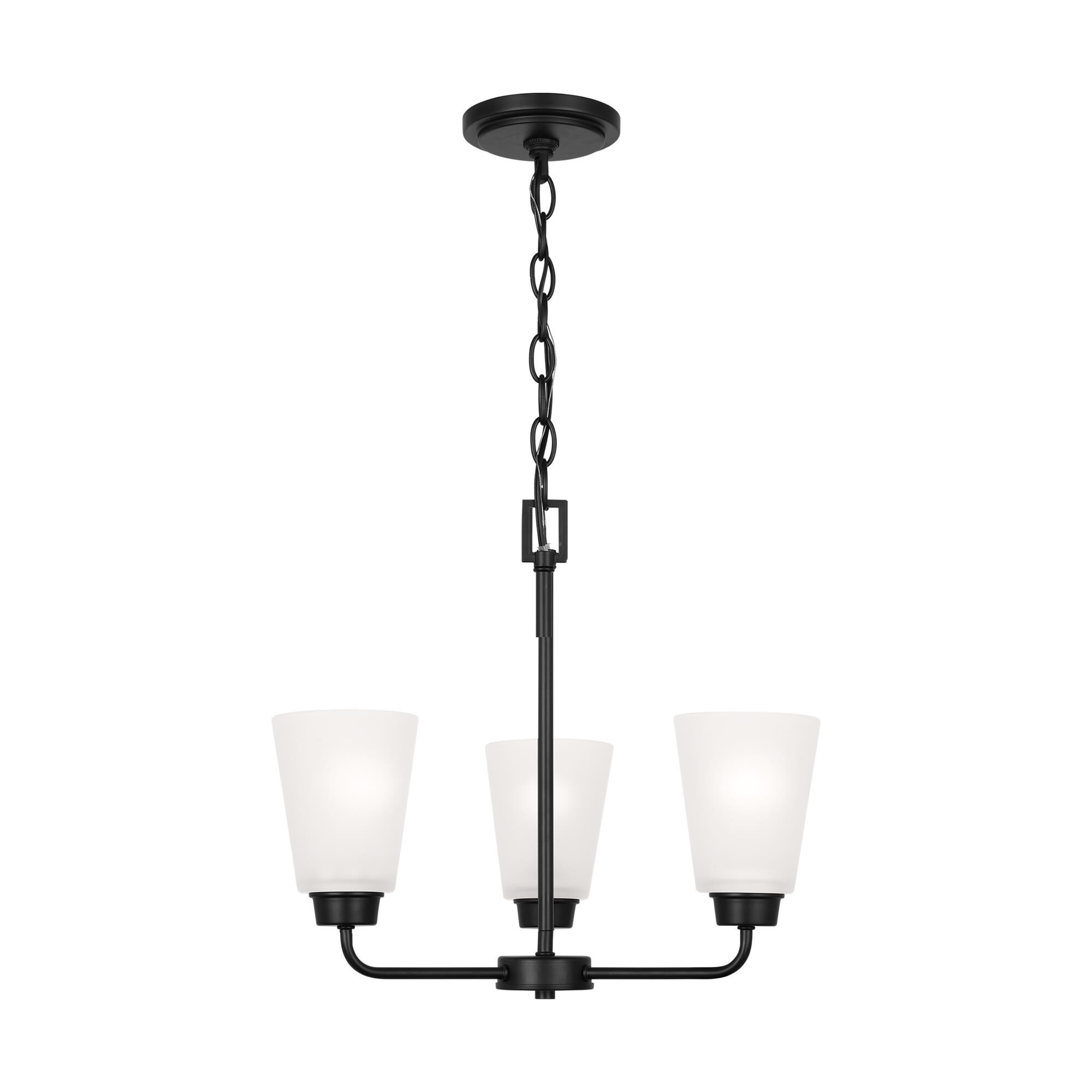 Shown in Midnight Black finish and Satin Etched Glass s shade