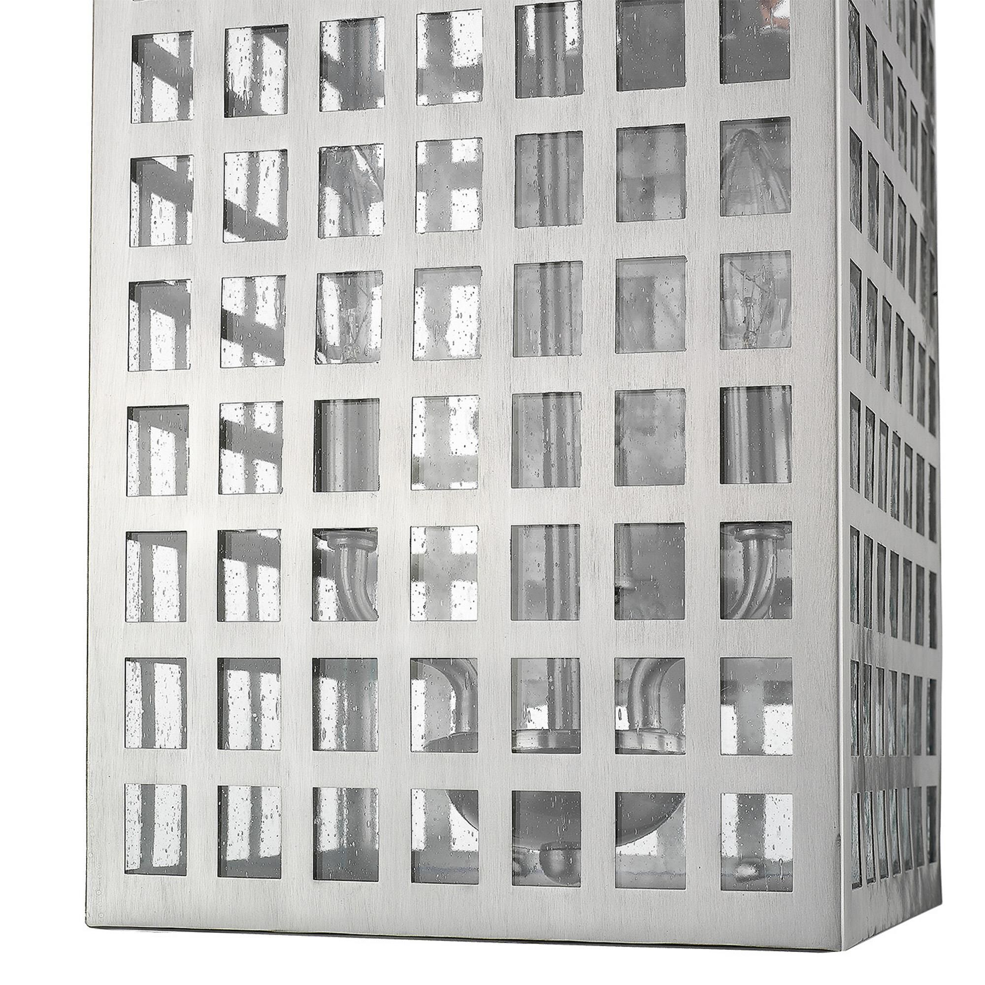 Shown in Satin Nickel finish and Clear glass and Clear, Seedy Glass Panes shade